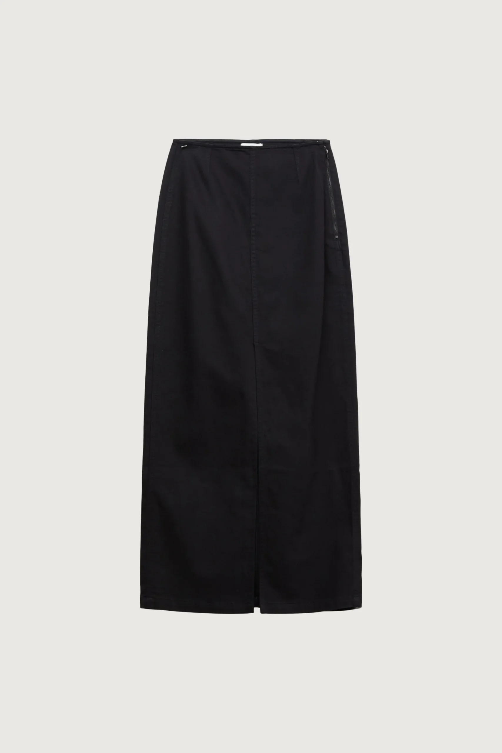 BLACK DENIM COLUMN MAXI SKIRT