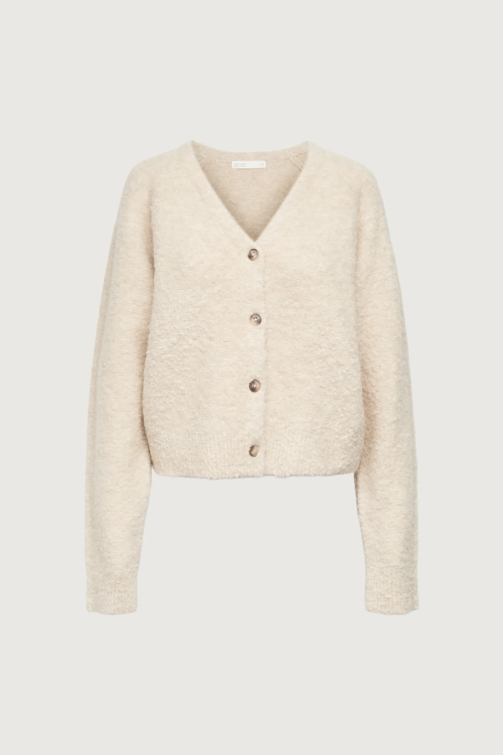 BOUCLE KNIT BUTTON FRONT CARDIGAN
