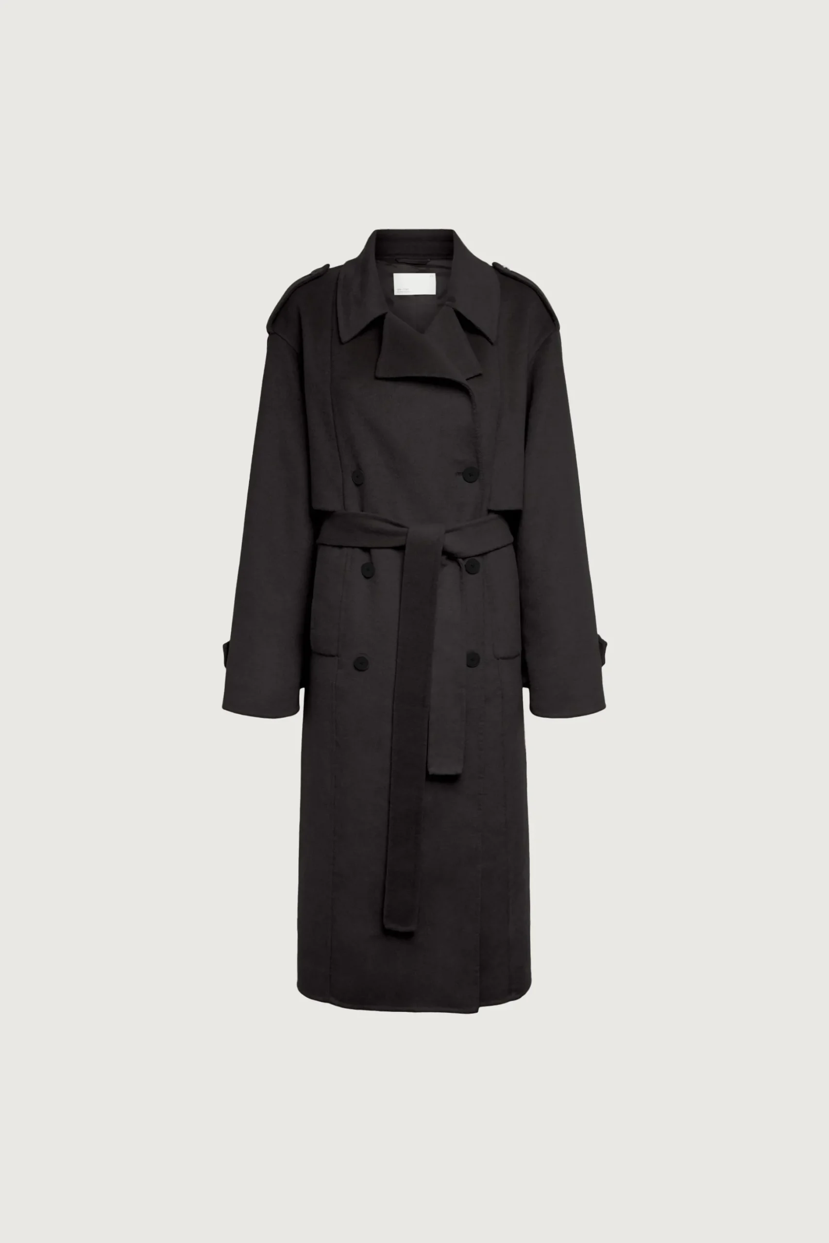BRUSHED WOOL-BLEND BELTED COAT