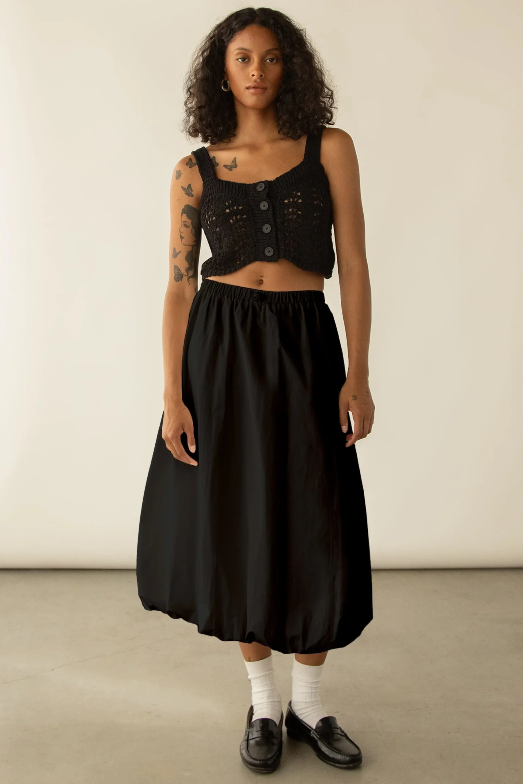 BUBBLE HEM MAXI SKIRT