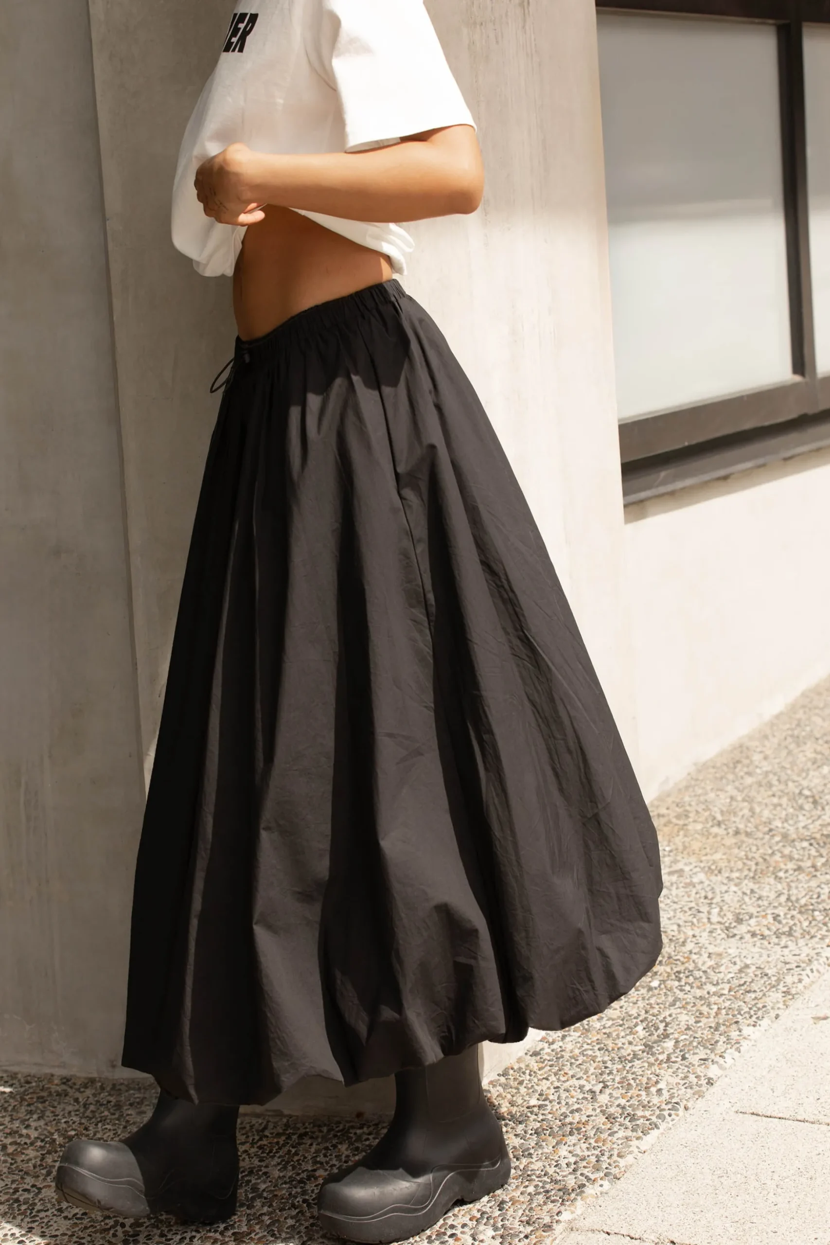 BUBBLE HEM MAXI SKIRT