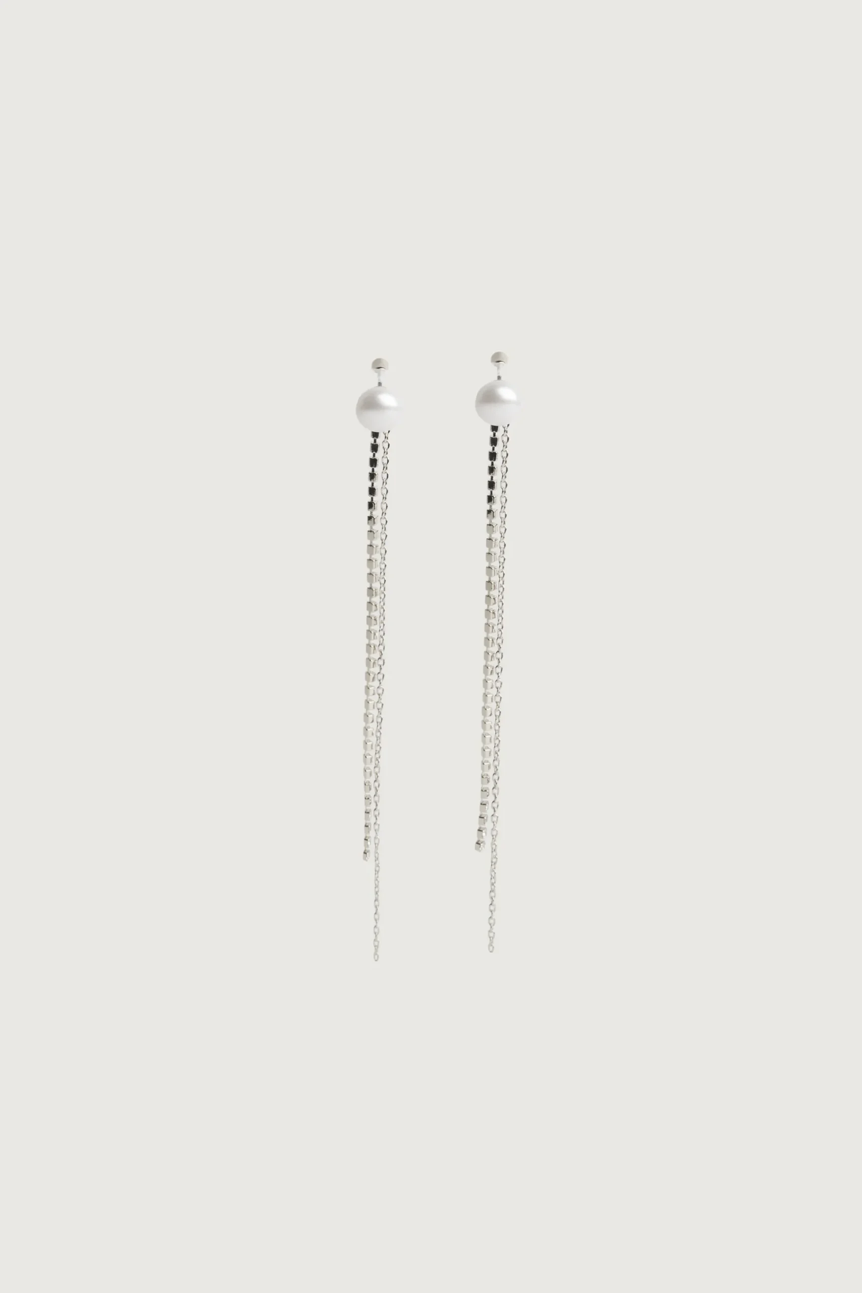 CHAIN AND ZIRCONIA DROP EARRING