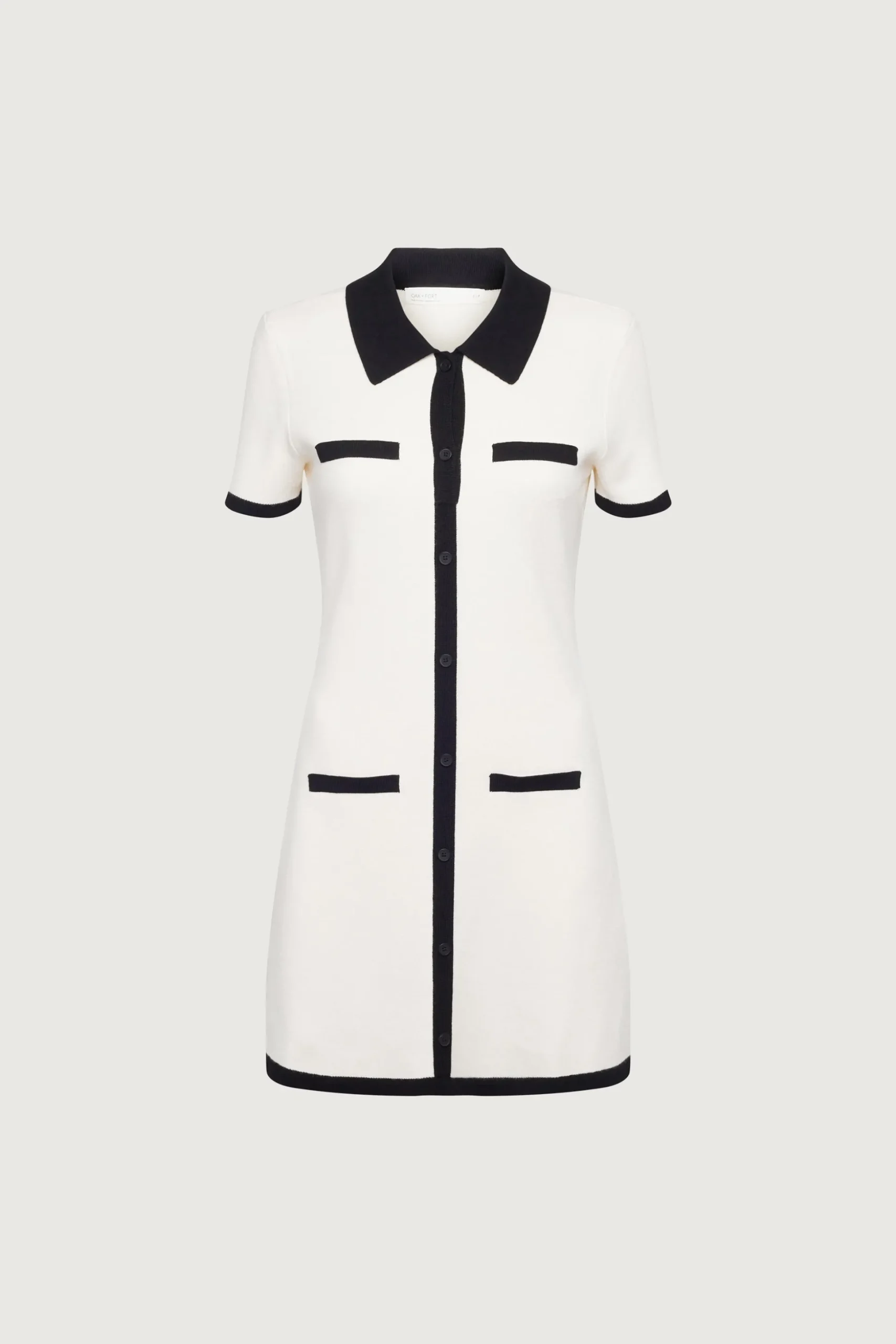 COLLARED CONTRAST TRIM KNIT MINI DRESS