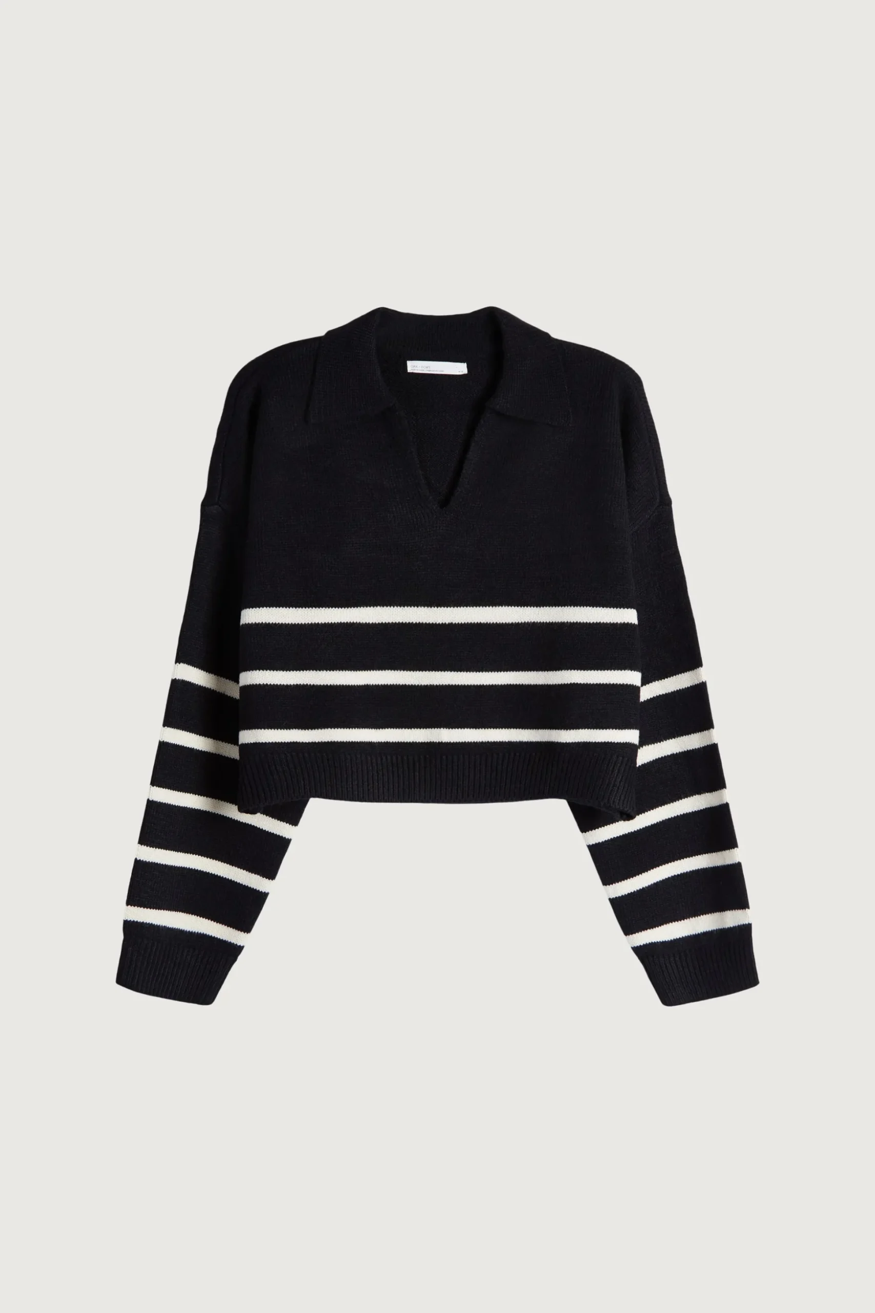 COLLARED STRIPE SWEATER