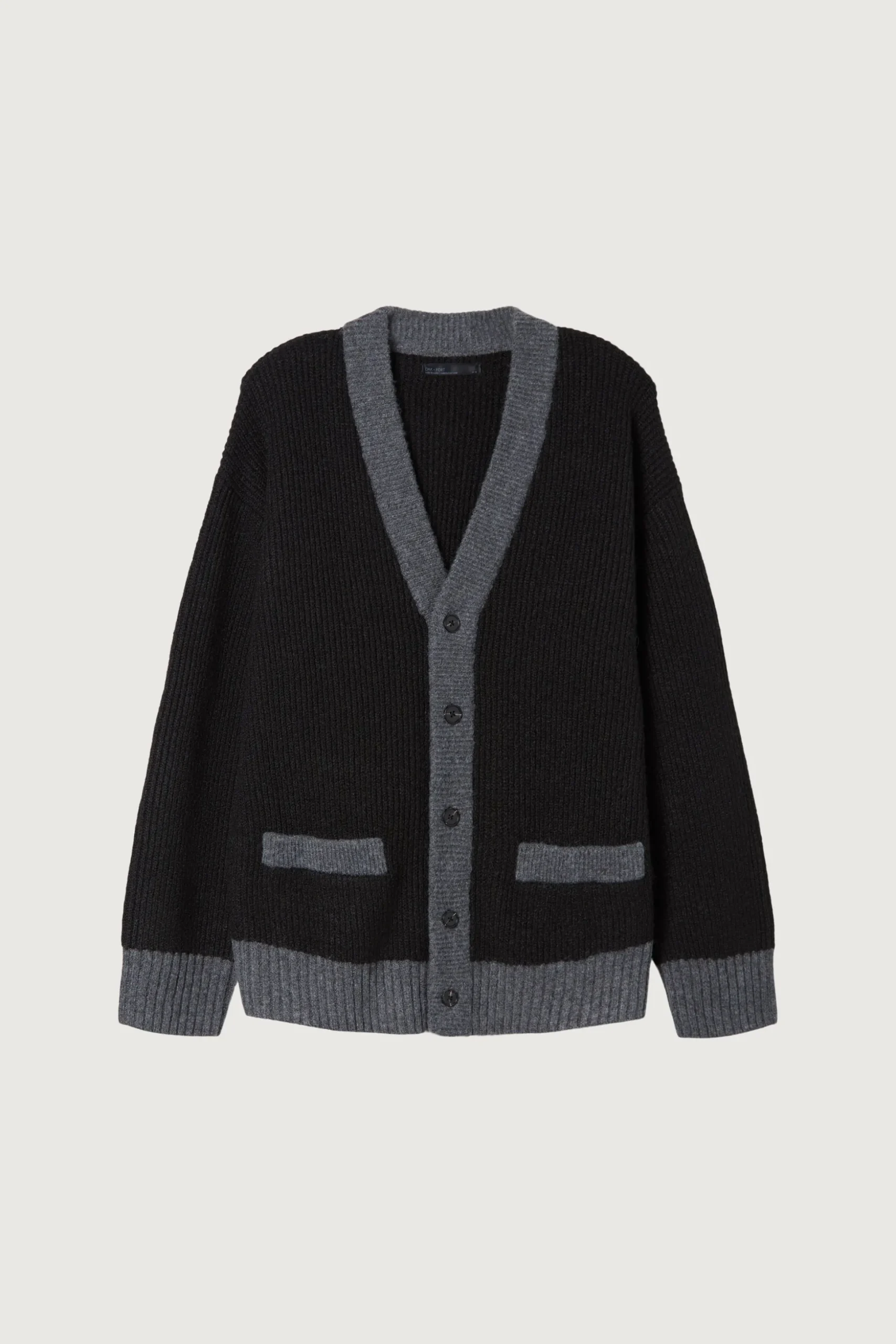 CONTRAST RIB BUTTON UP CARDIGAN