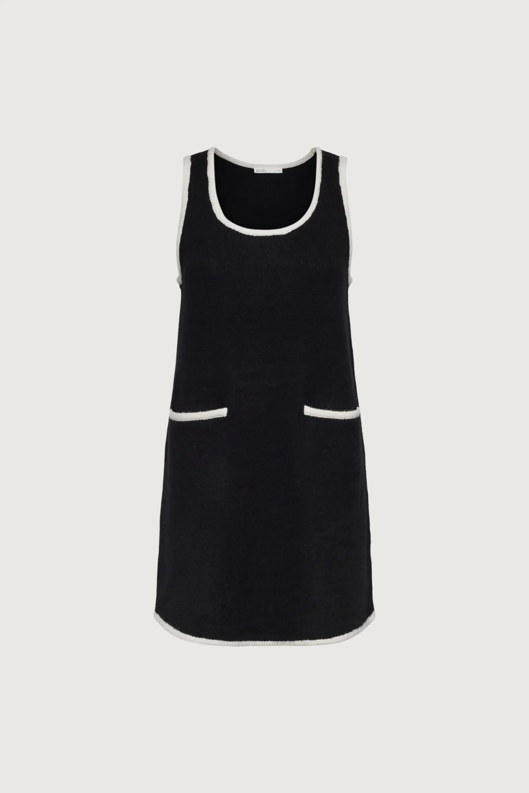CONTRAST TRIM SLEEVELESS KNIT MINI DRESS