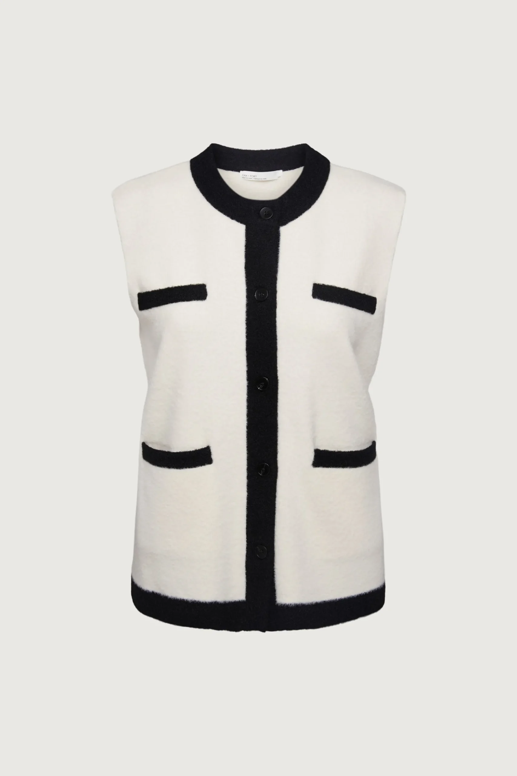 CONTRAST TRIM VEST CARDIGAN