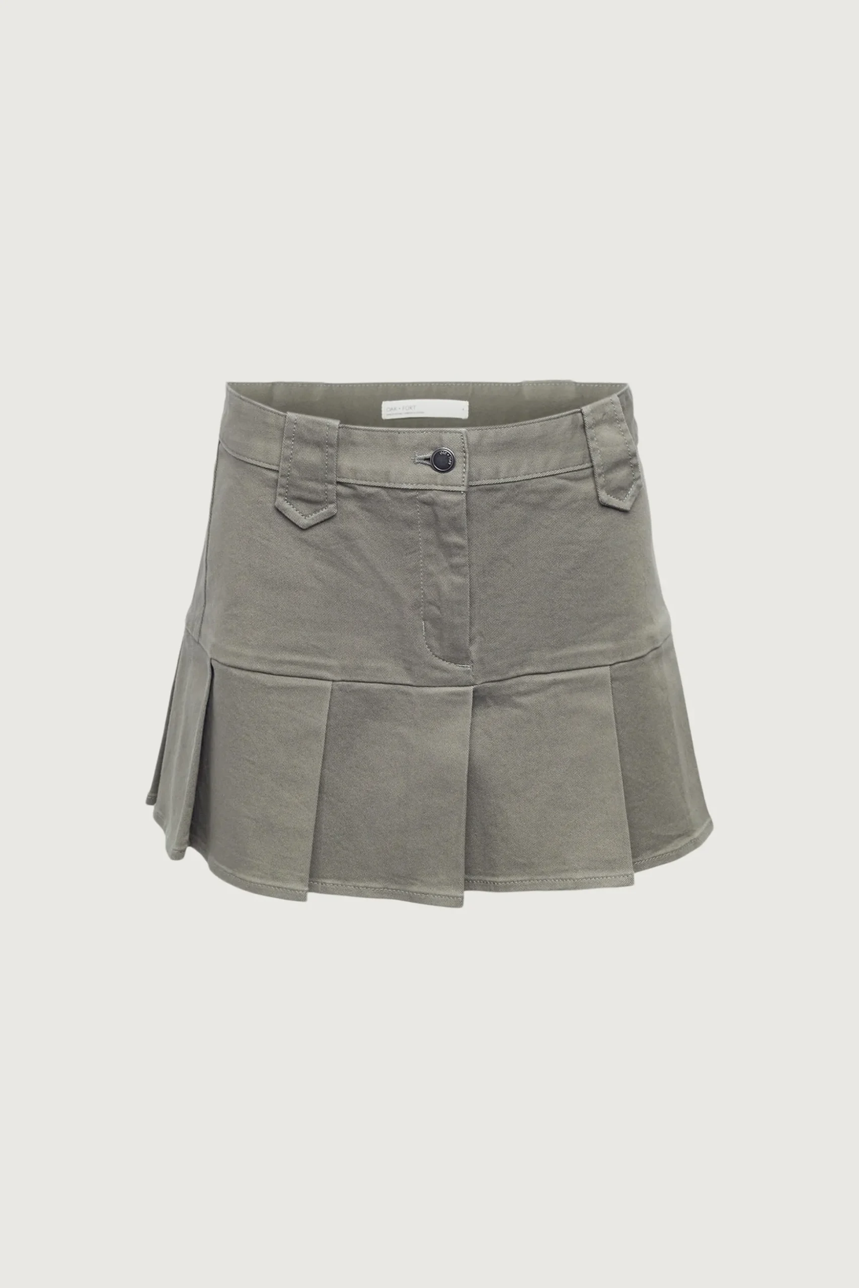 COTTON TWILL PLEATED MINI SKIRT