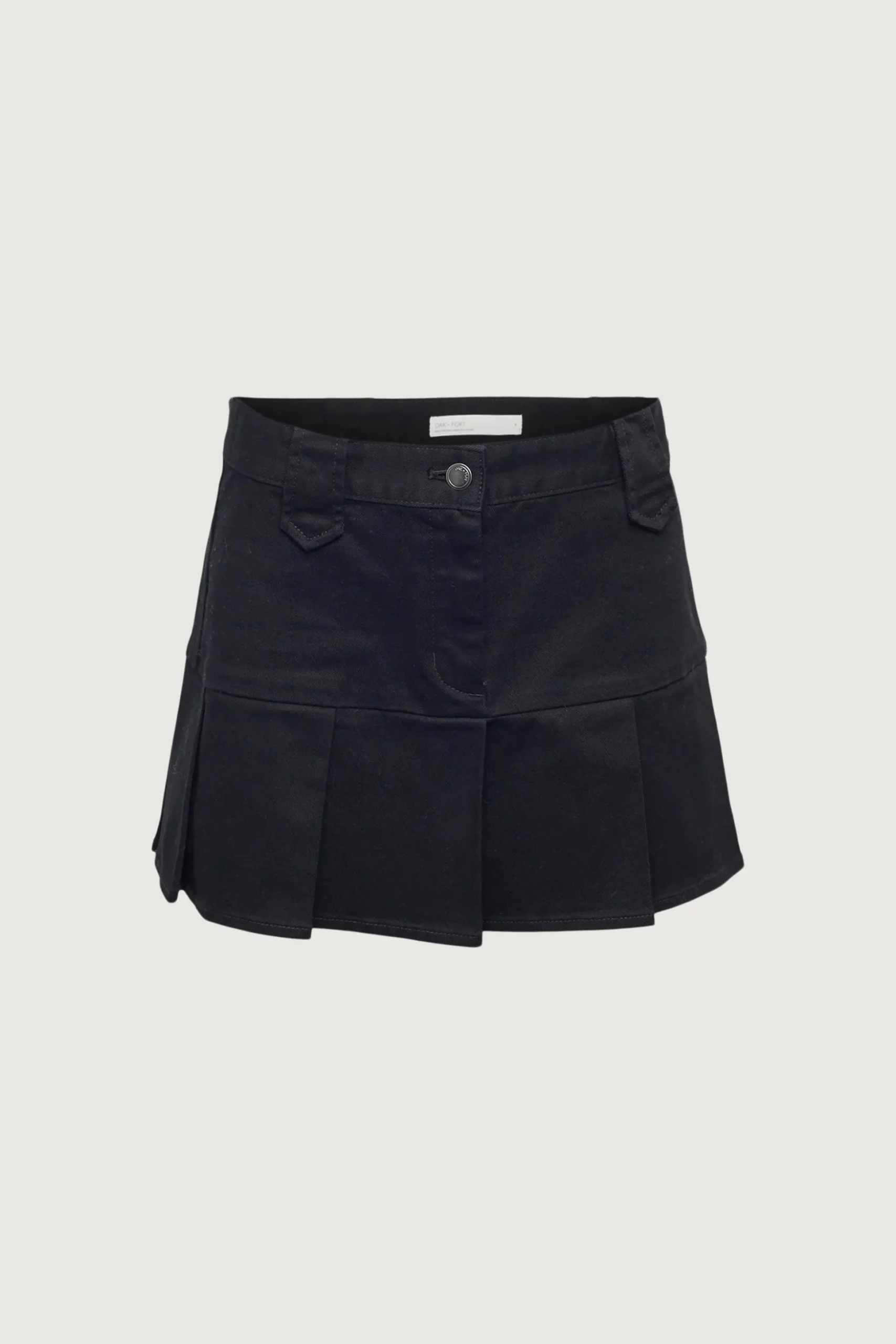 COTTON TWILL PLEATED MINI SKIRT