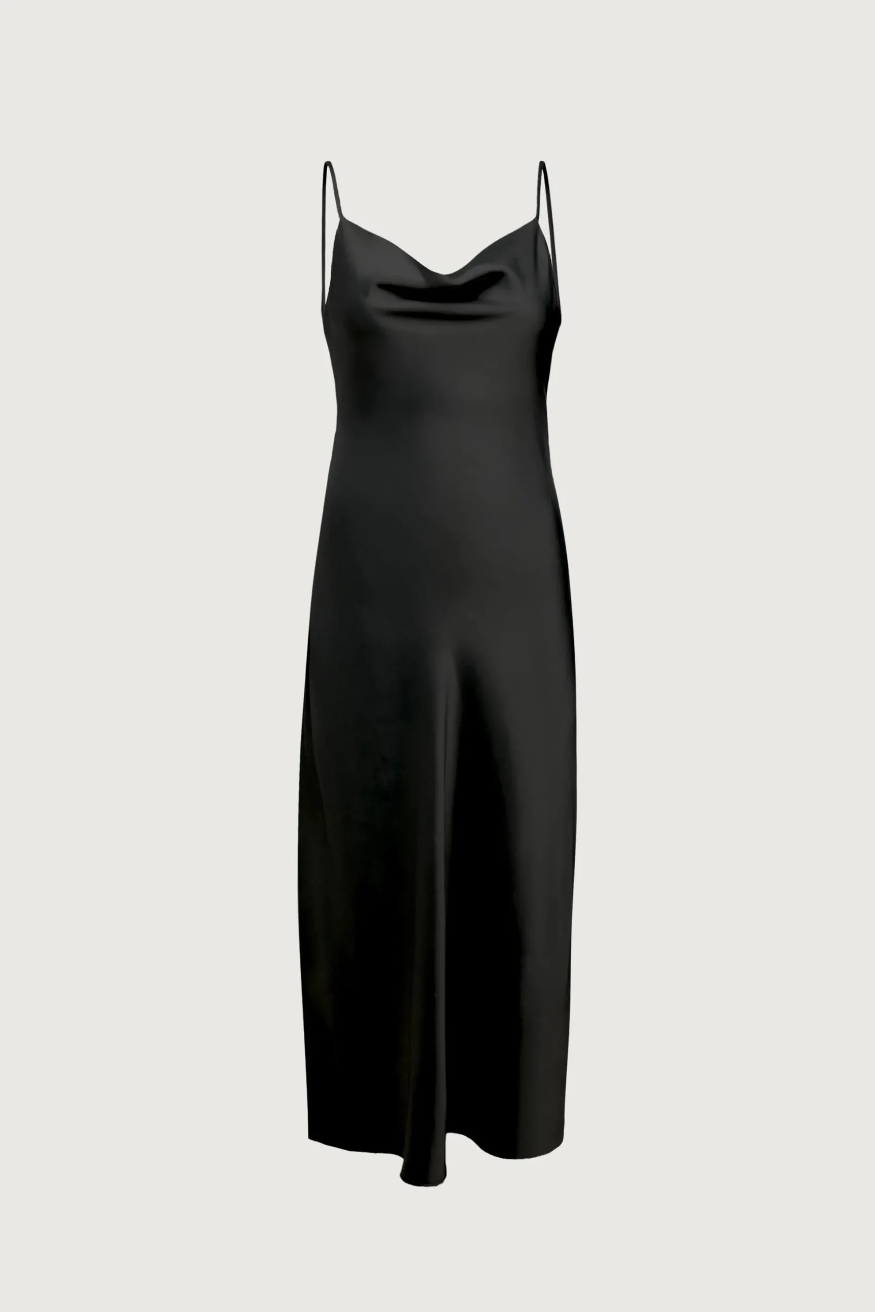COWL NECK SATIN MIDI DRESS
