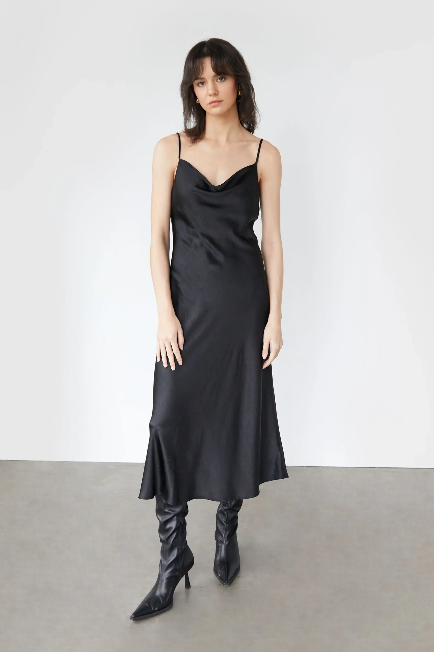 COWL NECK SLIP DRESS