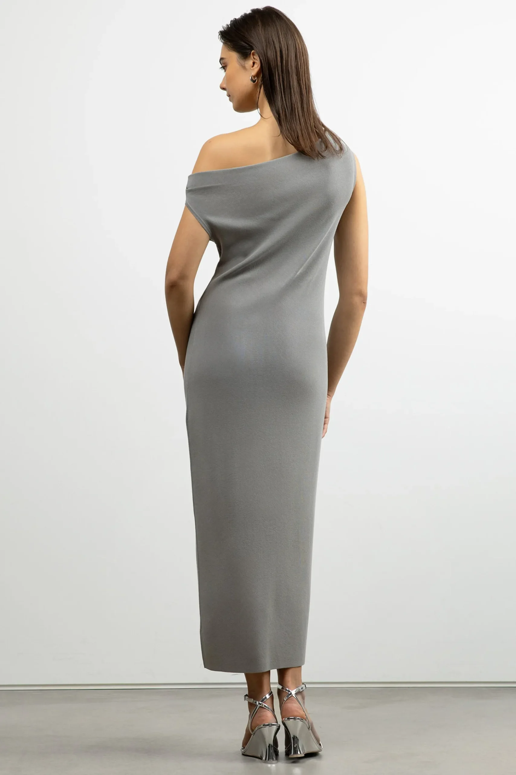 COWL NECKLINE OFF SHOULDER MIDI DRESS