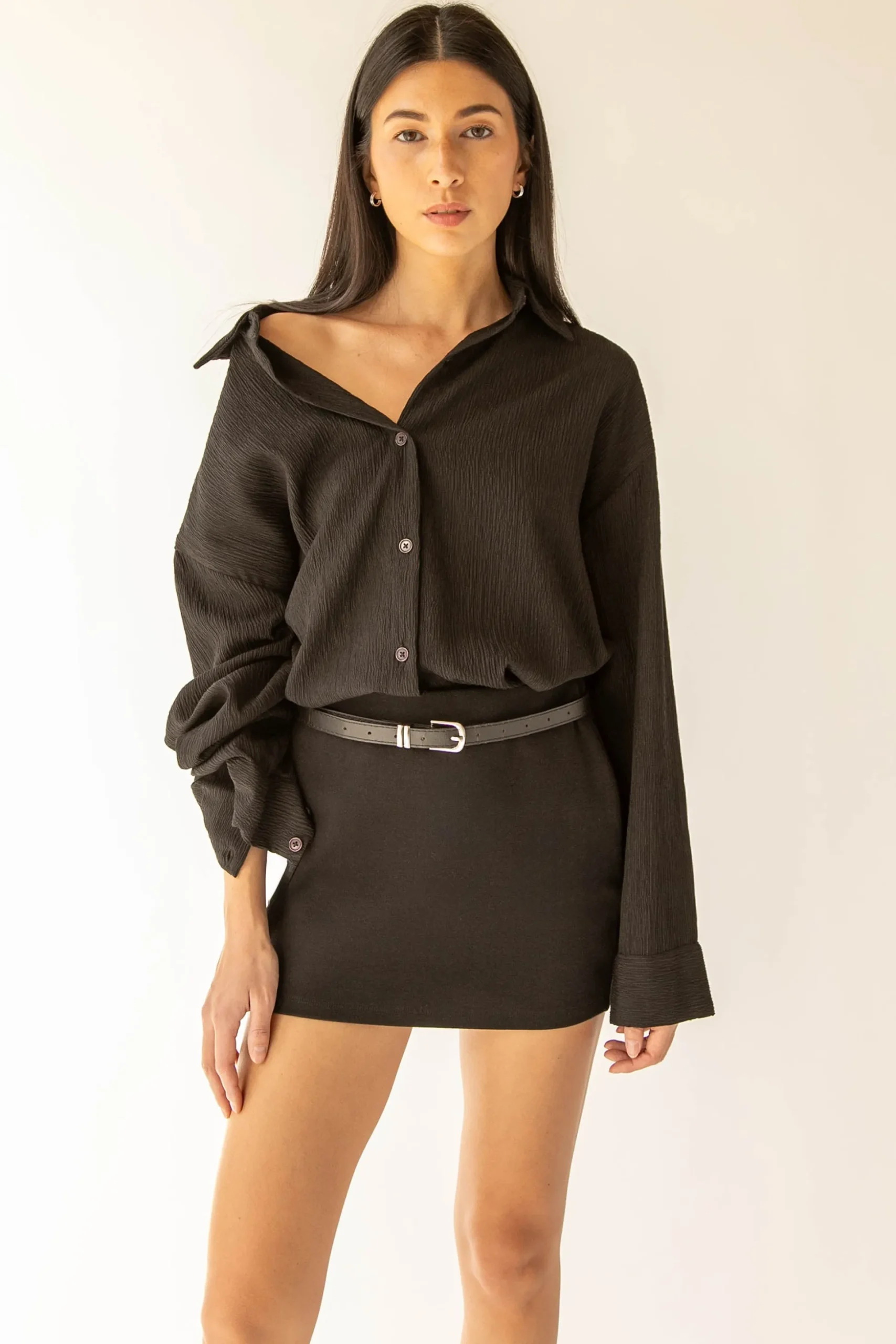 CRINKLE BUTTON UP