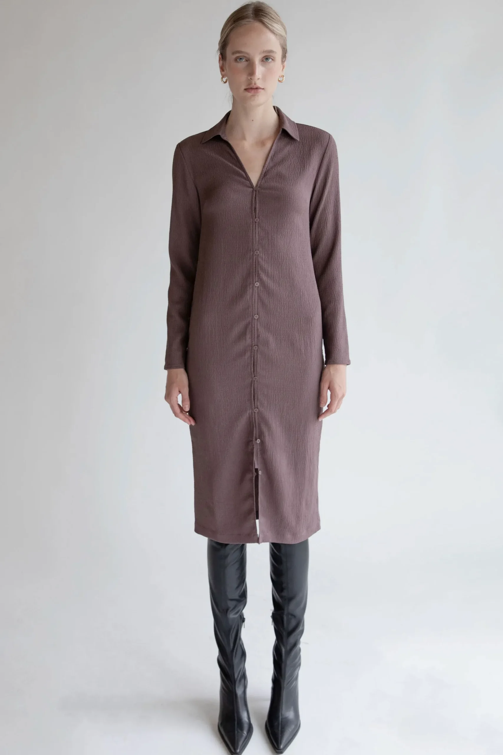 CRINKLED SHIRT DRESS