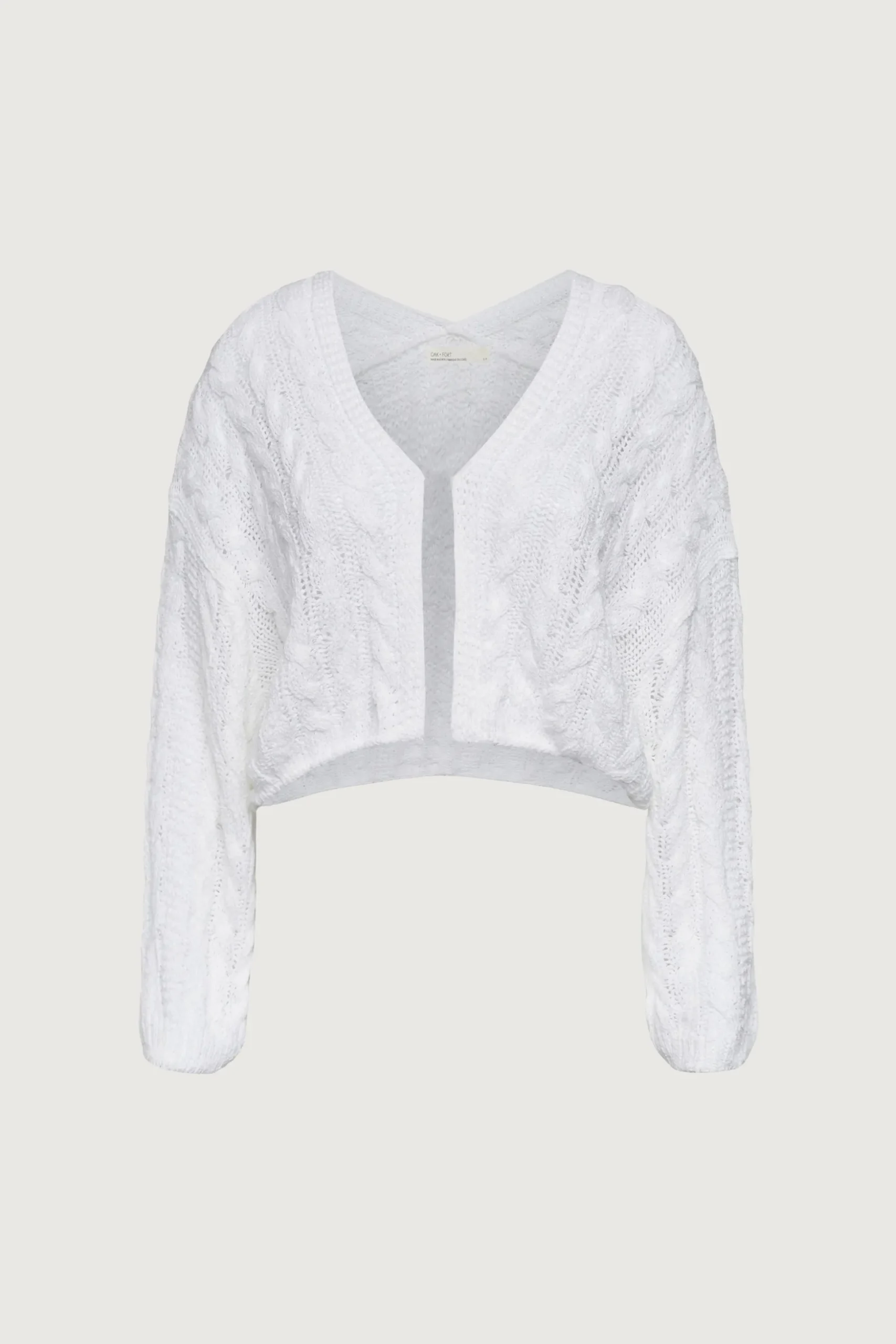 CROPPED CABLE KNIT CARDIGAN