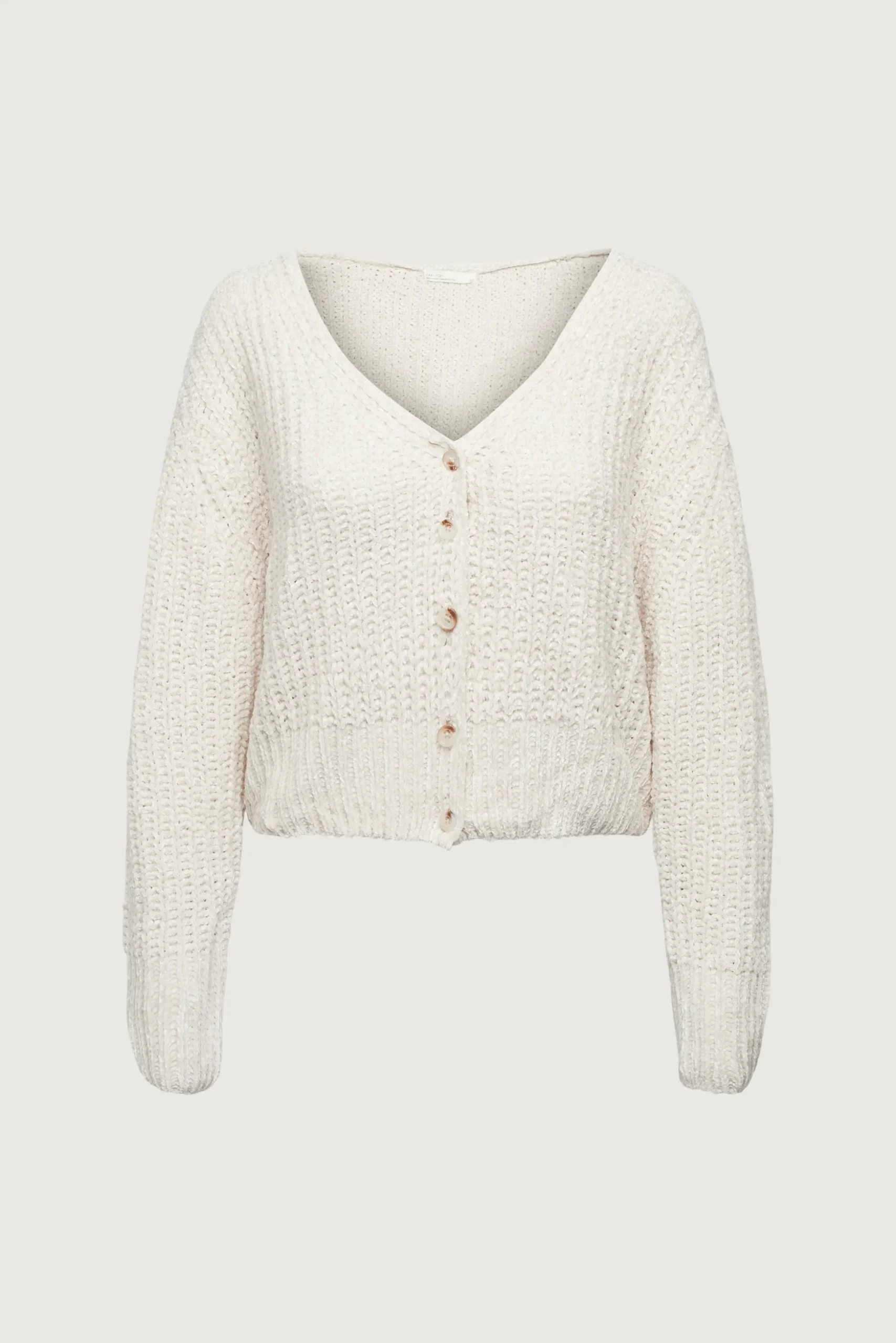 CROPPED CHENILLE KNIT CARDIGAN