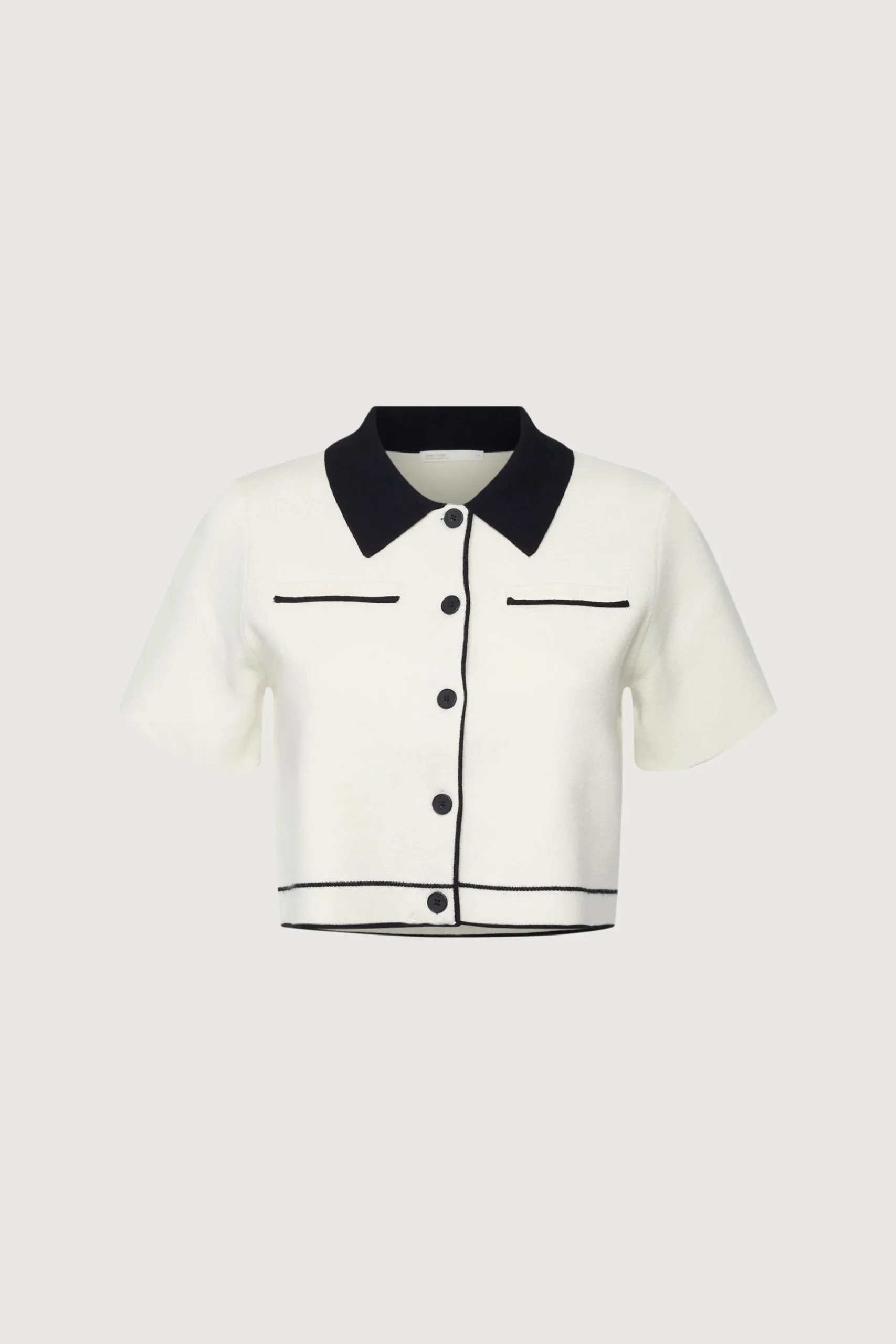 CROPPED KNIT CONTRAST TRIM TOP