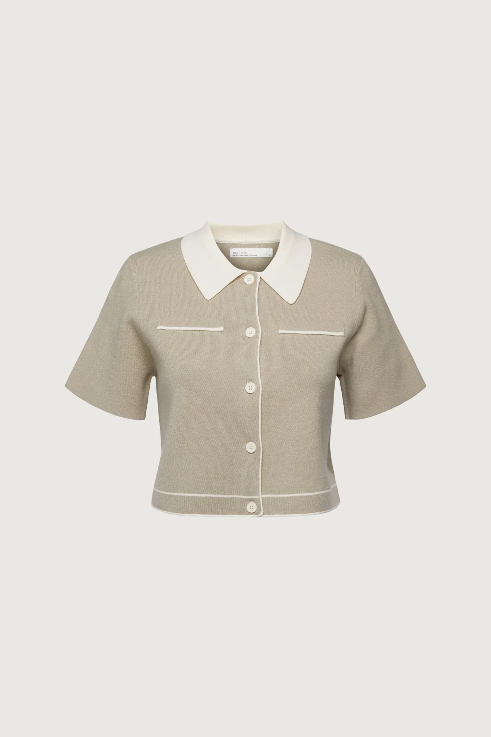 CROPPED KNIT CONTRAST TRIM TOP