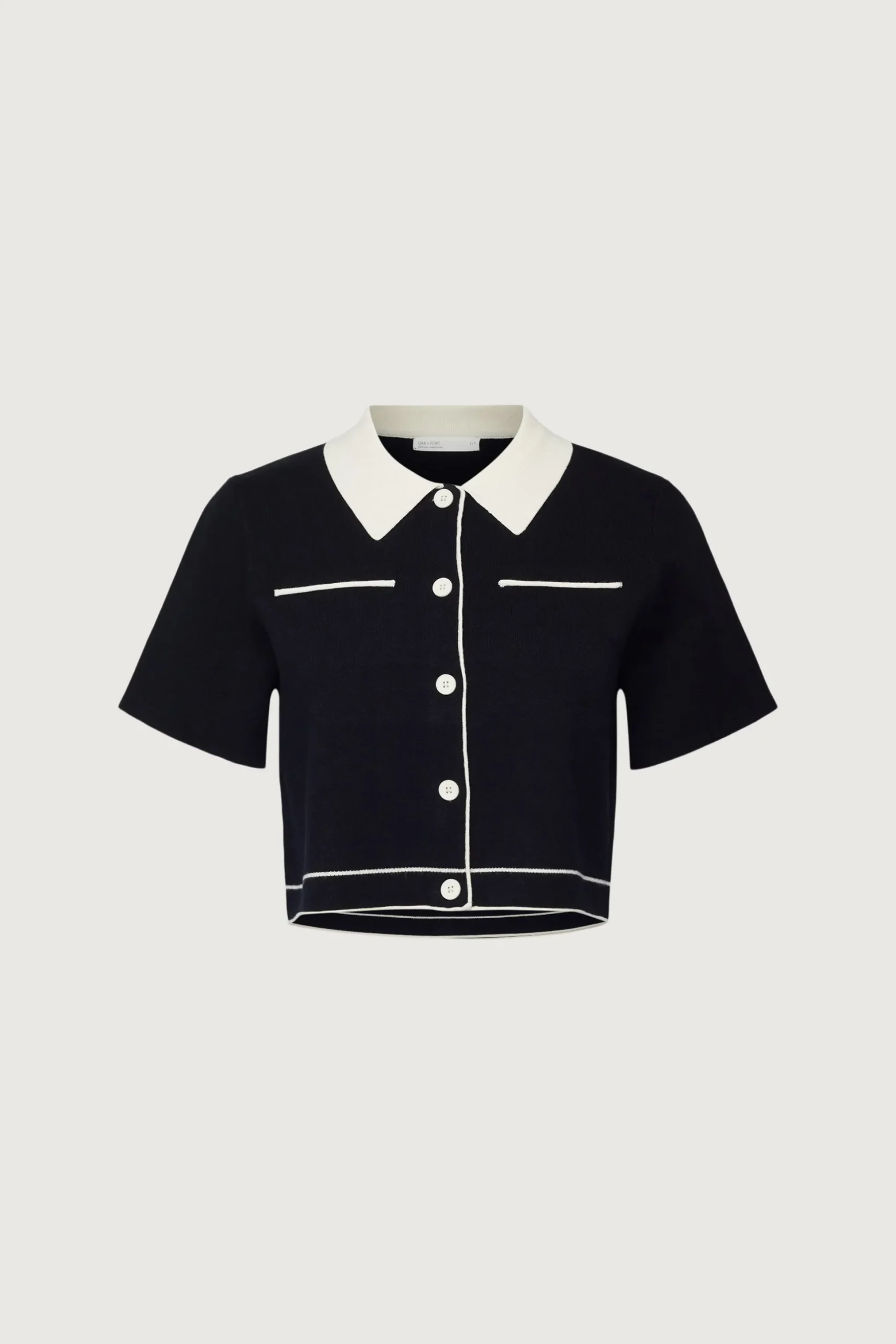 CROPPED KNIT CONTRAST TRIM TOP