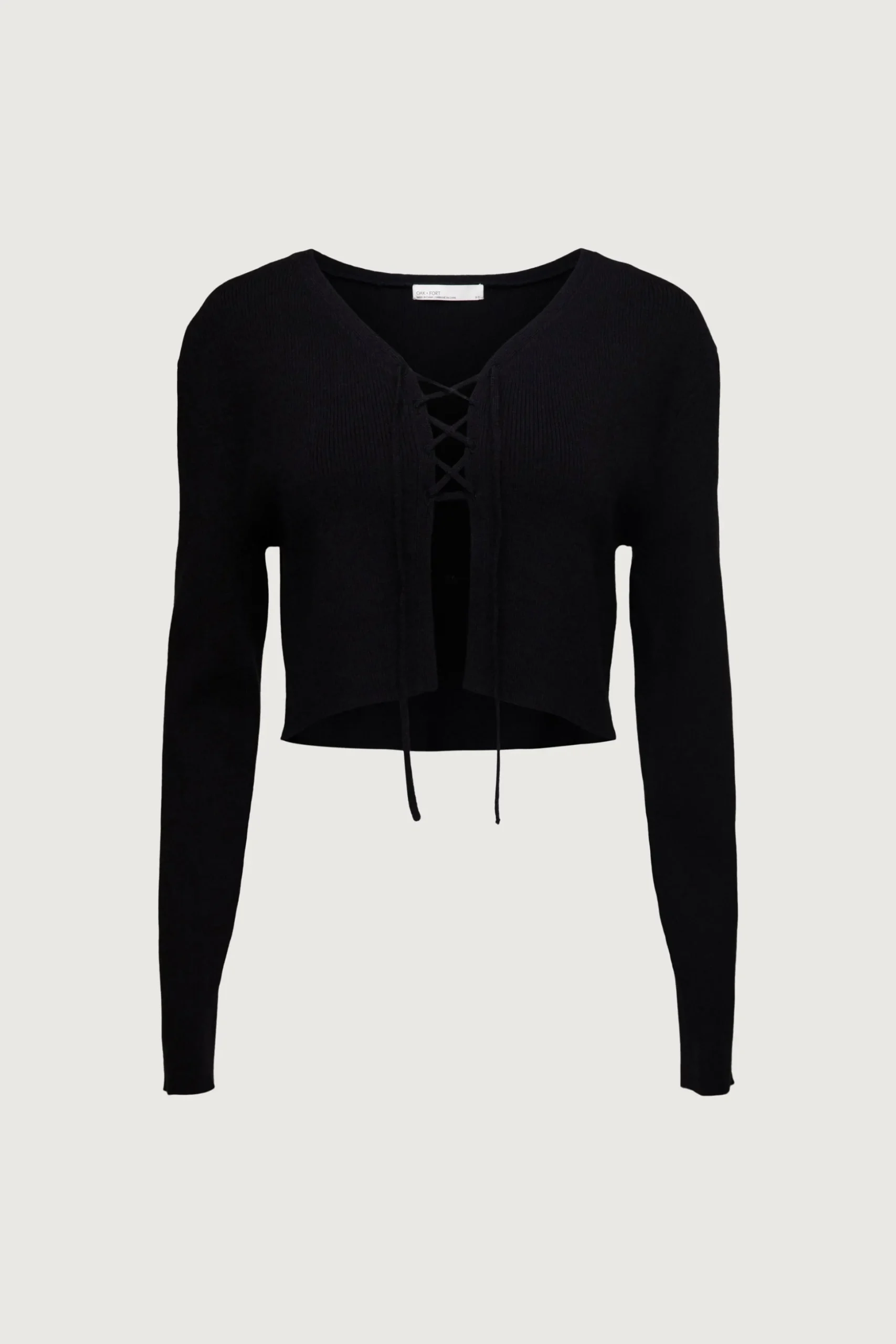 CROPPED LACE-UP CARDIGAN