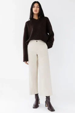 CROPPED LENGTH 26" TWILL WIDE LEG PANT