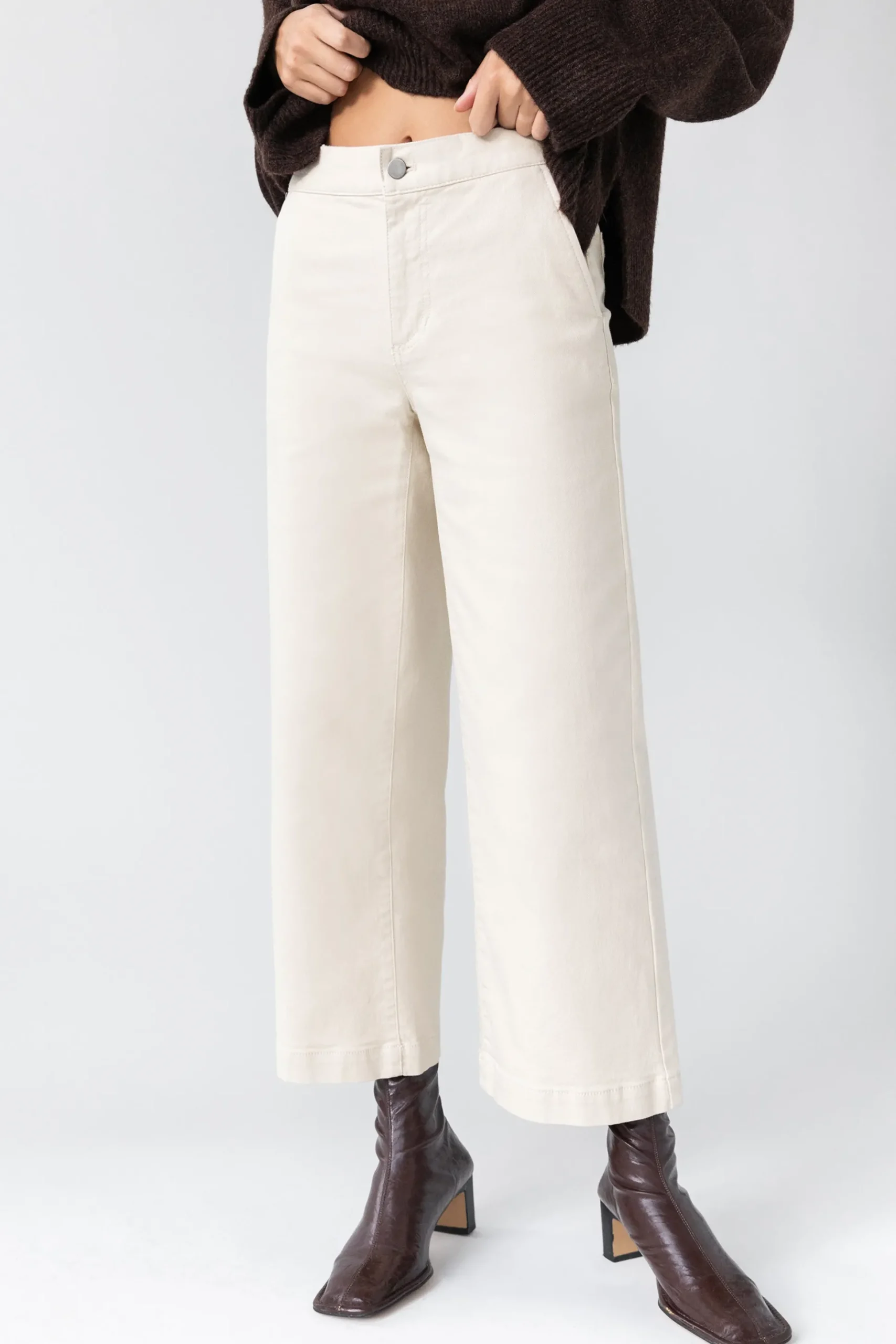 CROPPED LENGTH 26" TWILL WIDE LEG PANT