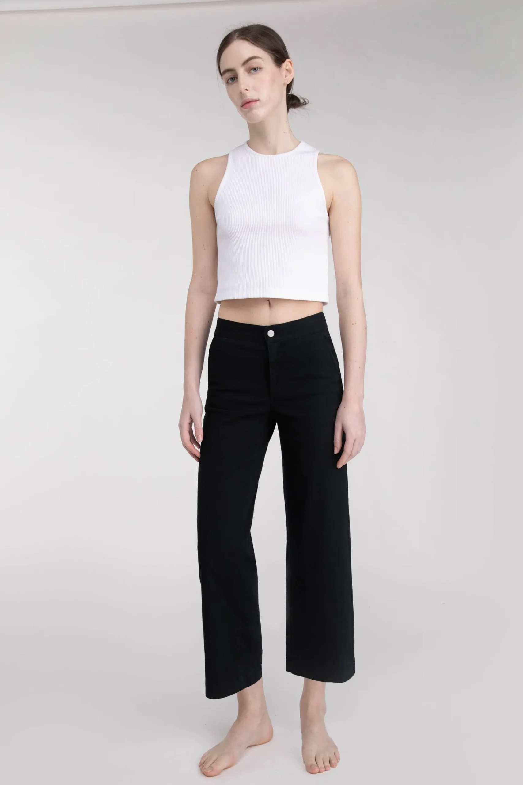 CROPPED LENGTH 26" TWILL WIDE LEG PANT