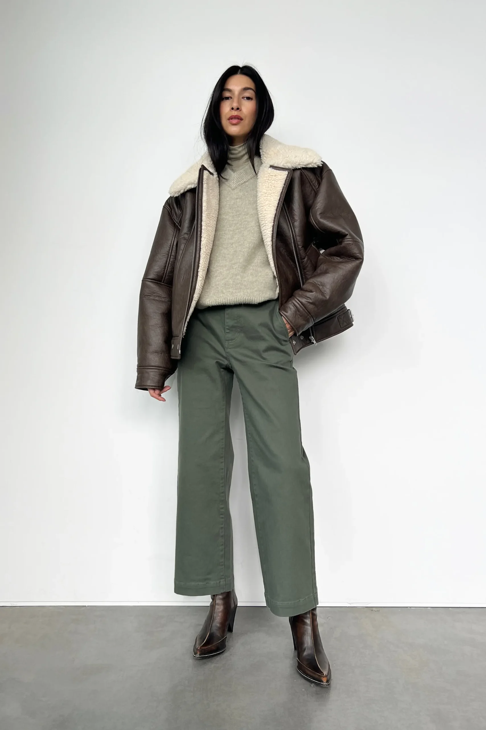 CROPPED LENGTH 26" TWILL WIDE LEG PANT