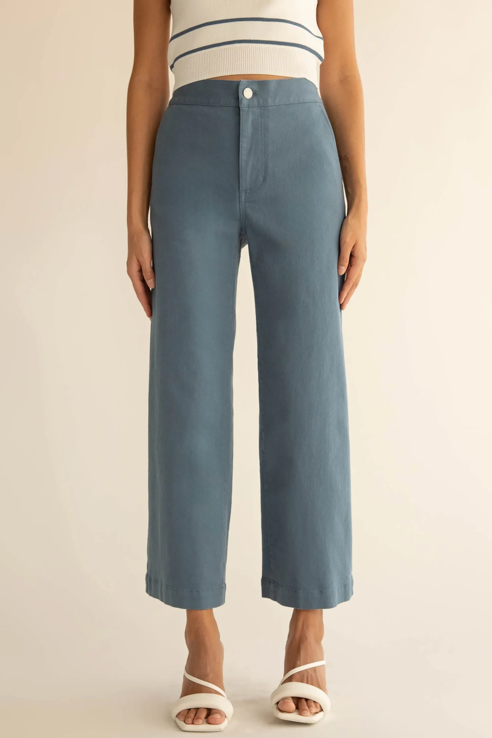 CROPPED LENGTH 26" TWILL WIDE LEG PANT