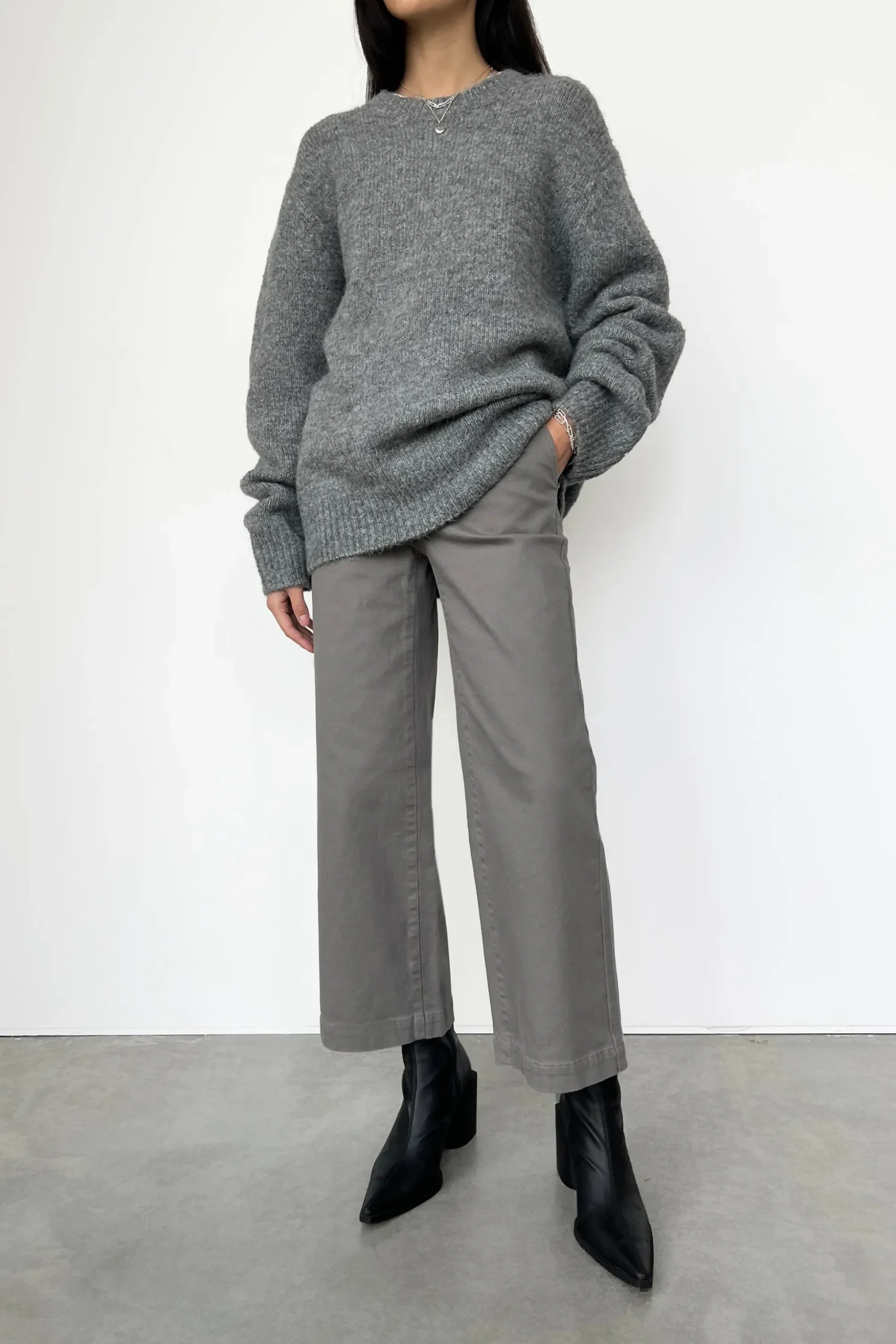 CROPPED LENGTH 26" TWILL WIDE LEG PANT