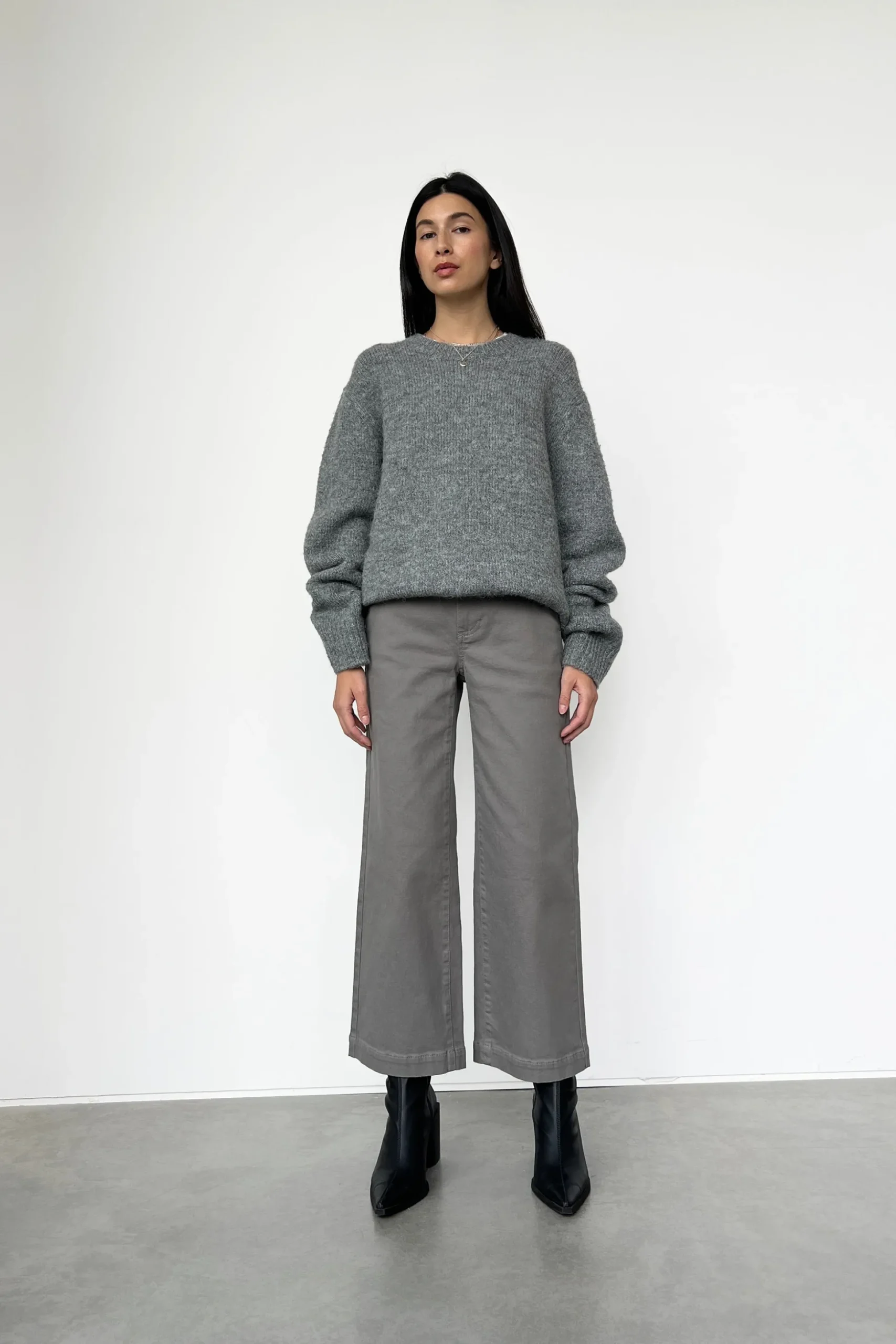CROPPED LENGTH 26" TWILL WIDE LEG PANT