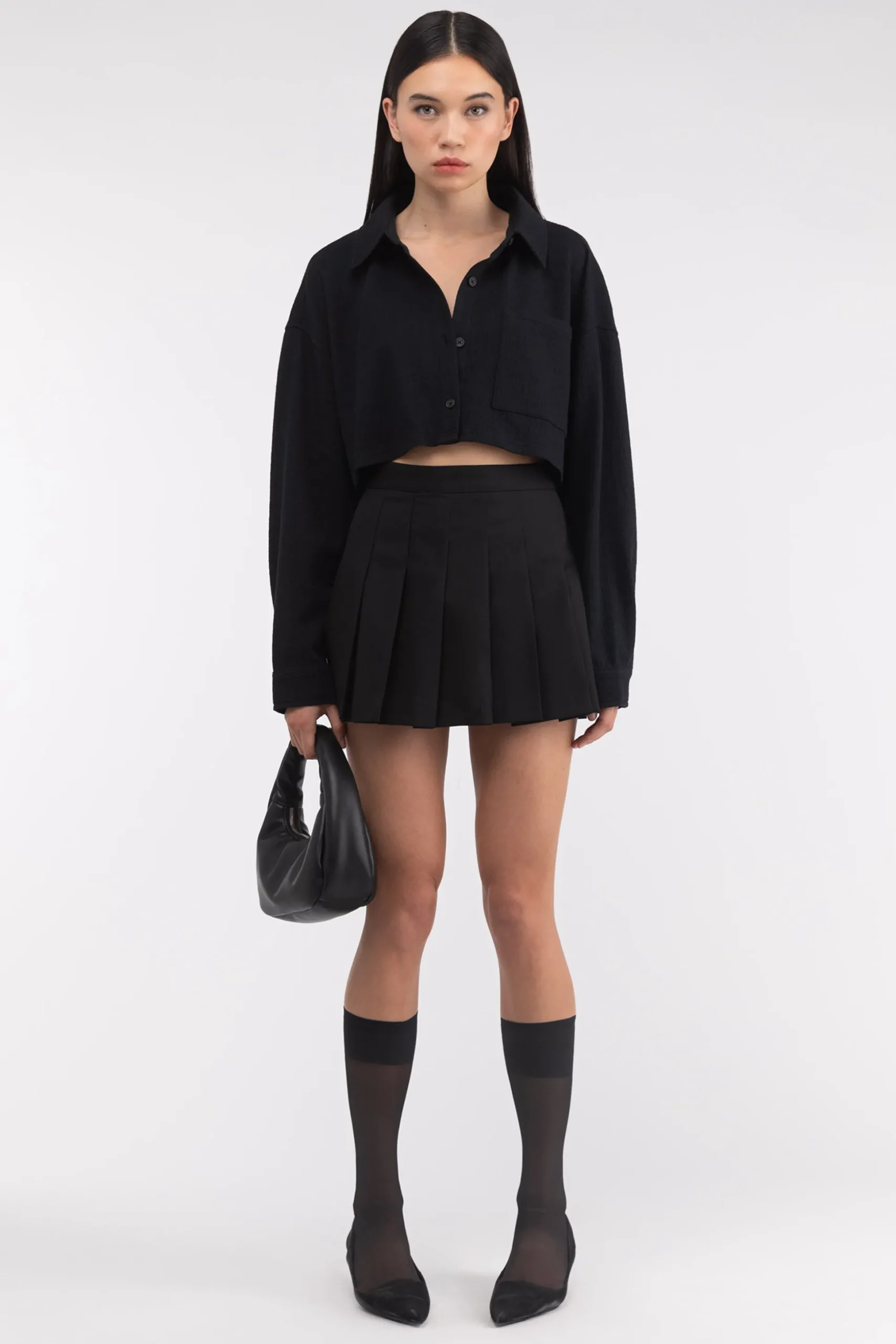 CROPPED OVERSIZED KNIT SHIRT