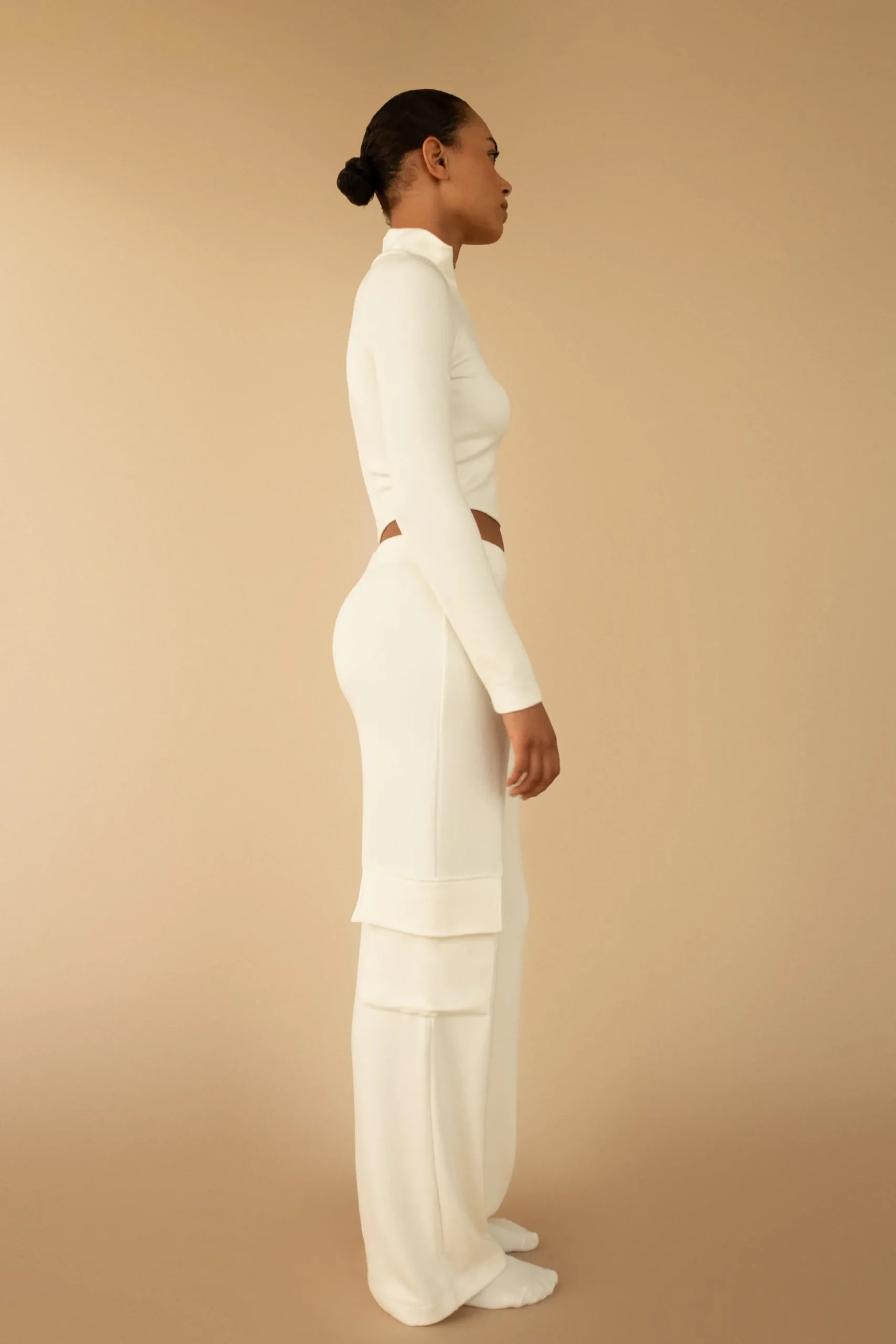 CROPPED QUARTER ZIP LONG SLEEVE TOP