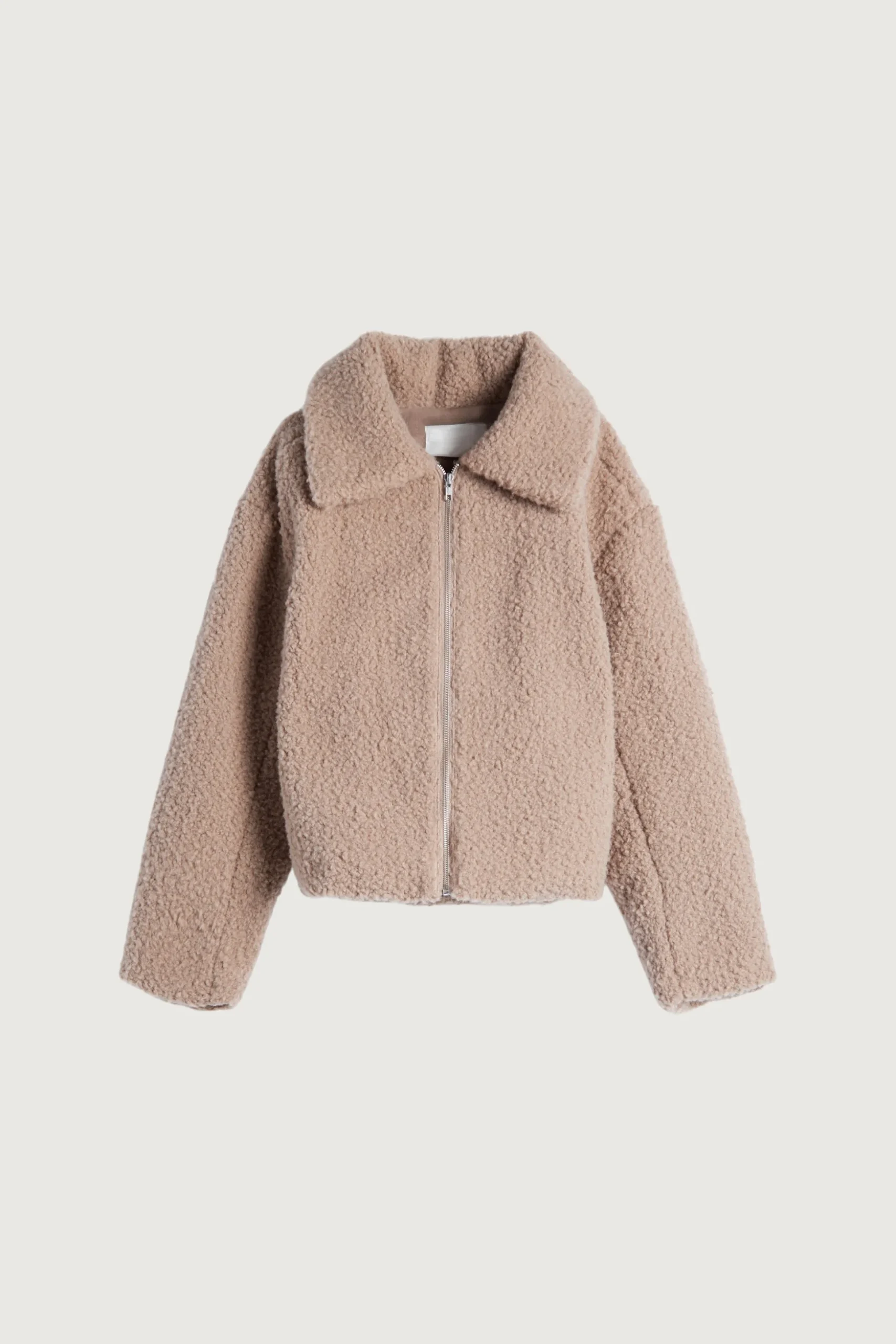 CROPPED SHEARLING BOMBER JACKET