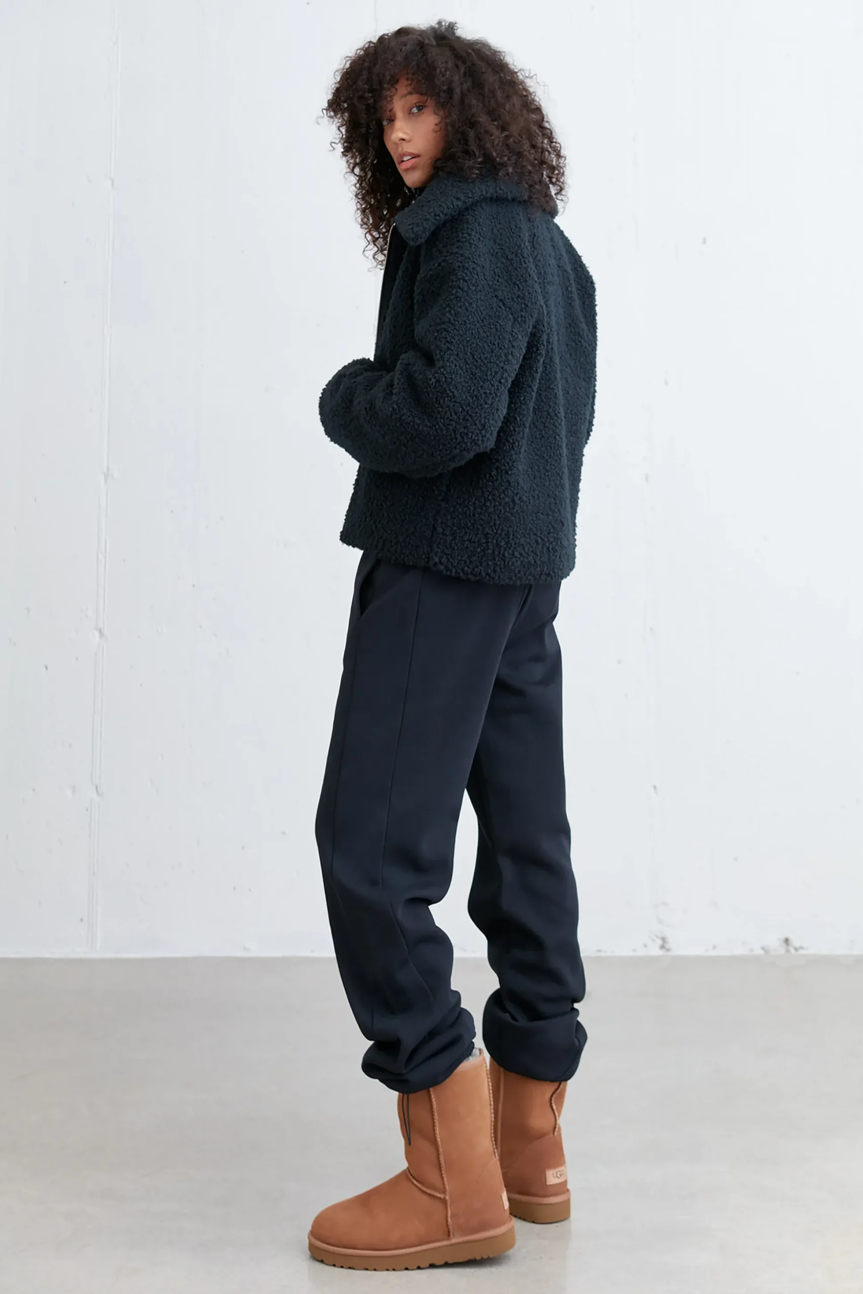 CROPPED SHEARLING BOMBER JACKET