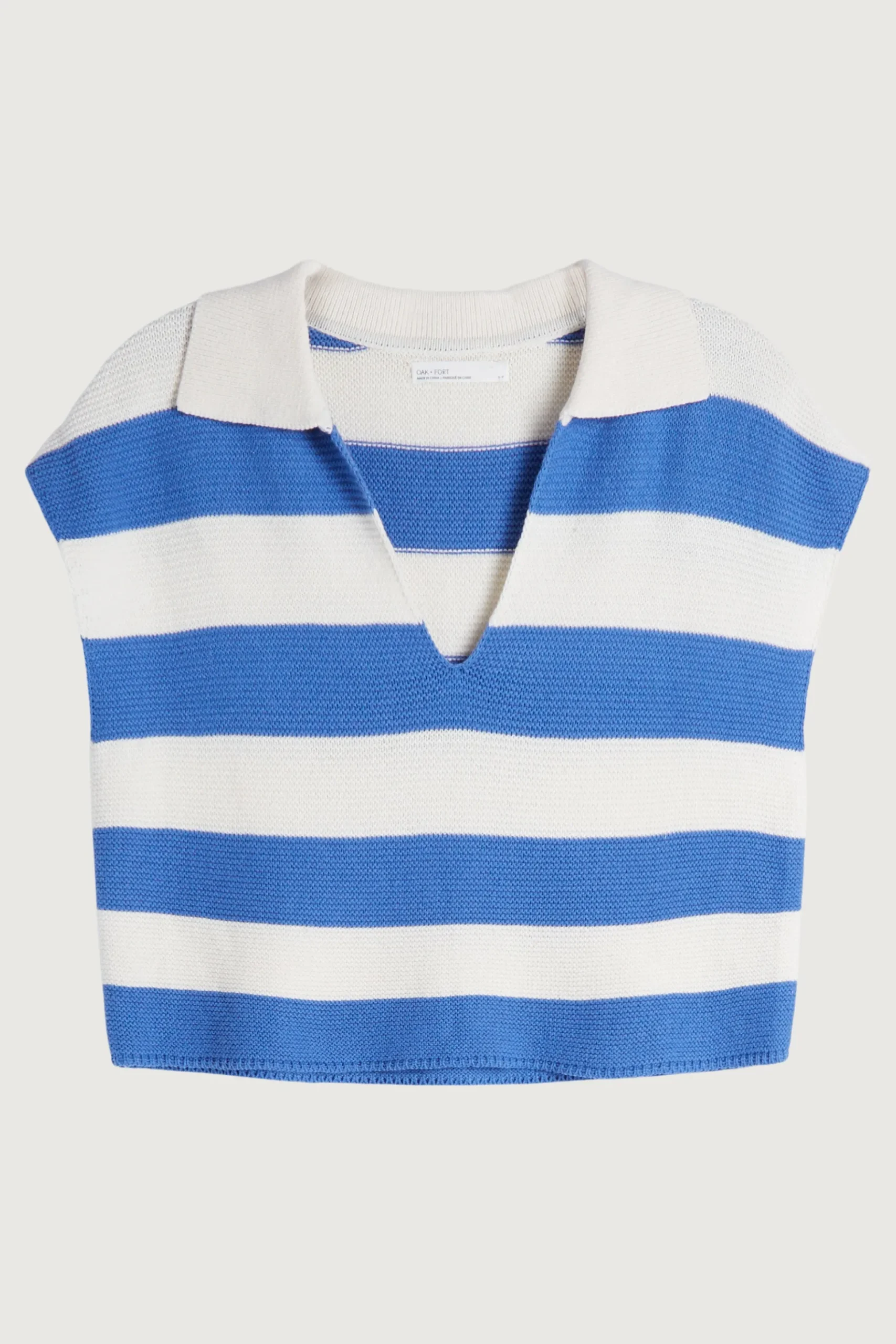 CROPPED STRIPED COLLARED SWEATER