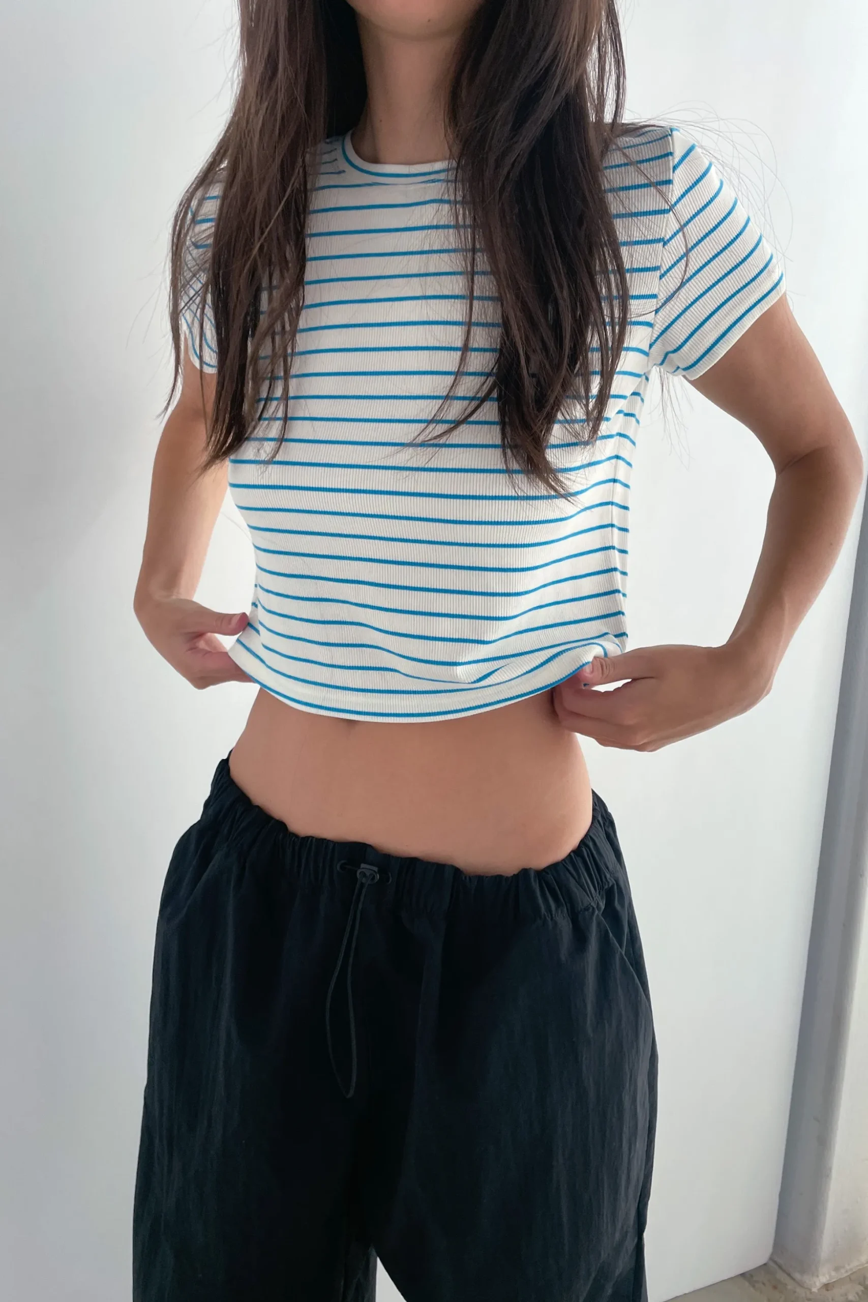 CROPPED STRIPED T-SHIRT