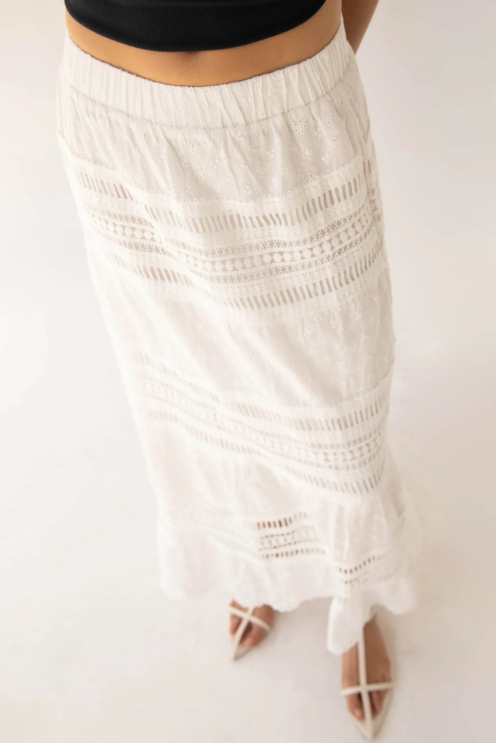 EYELET MAXI SKIRT