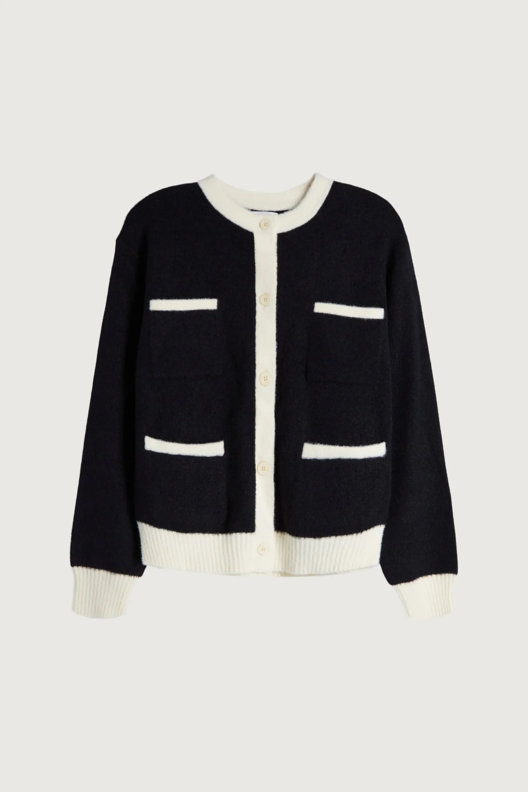 FUZZY COLOUR BLOCK CARDIGAN