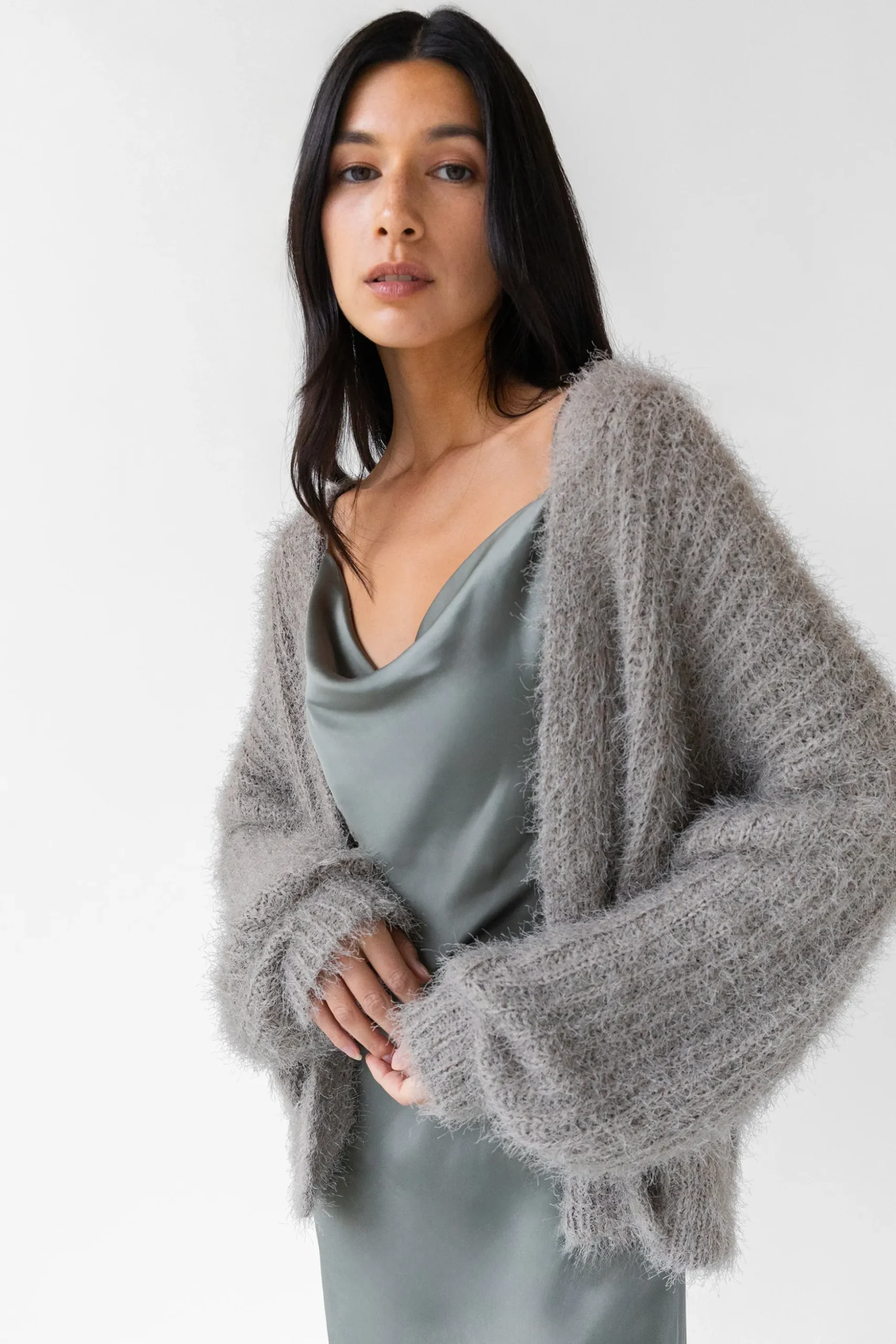 FUZZY OPEN FRONT CARDIGAN