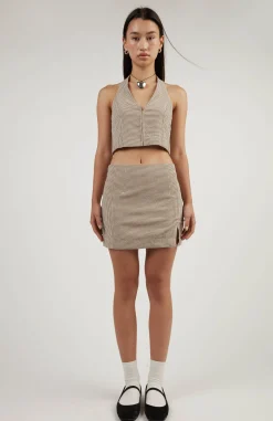 GINGHAM MINI SKIRT WITH FRONT SLIT