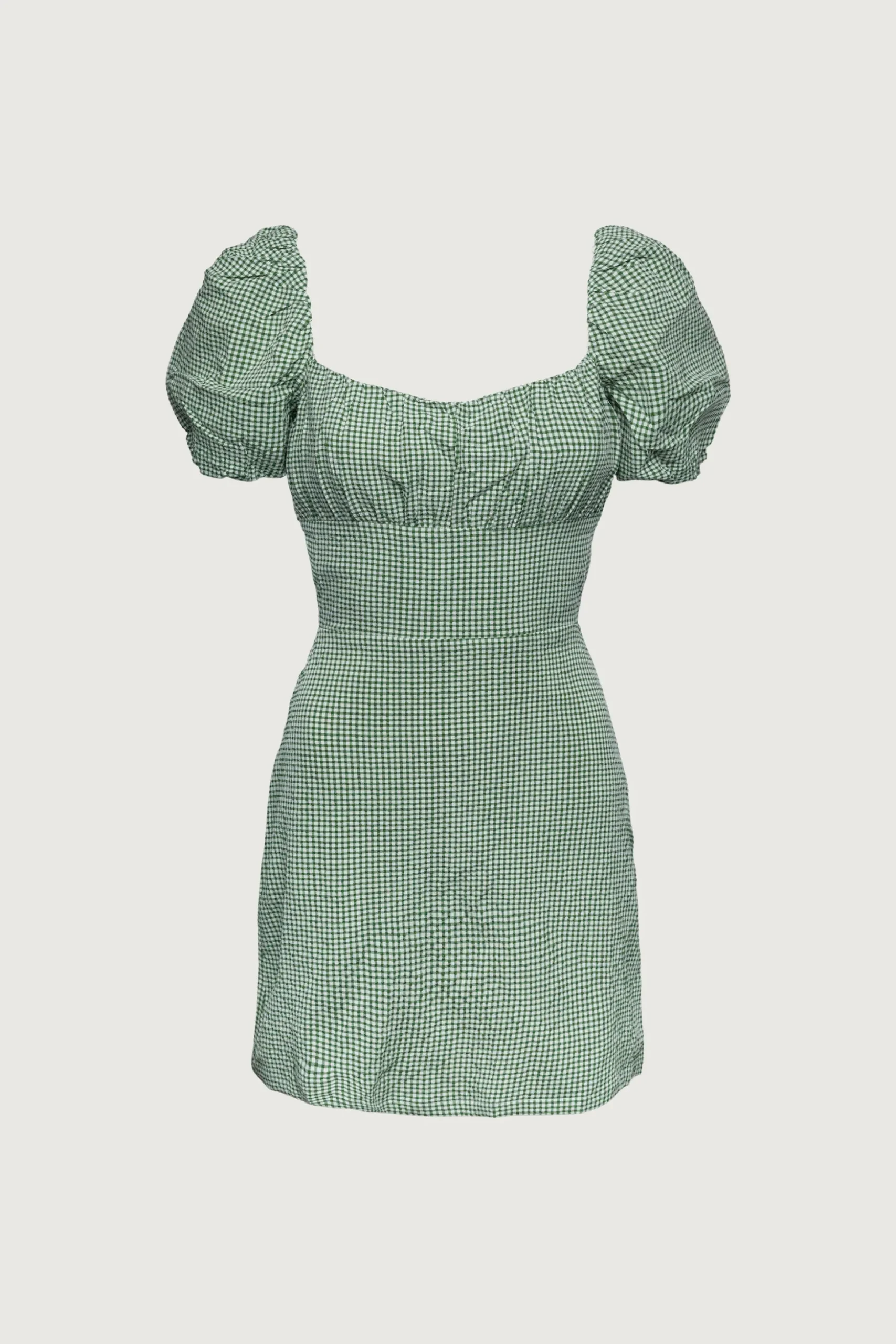 GINGHAM PUFF SLEEVE MINI DRESS