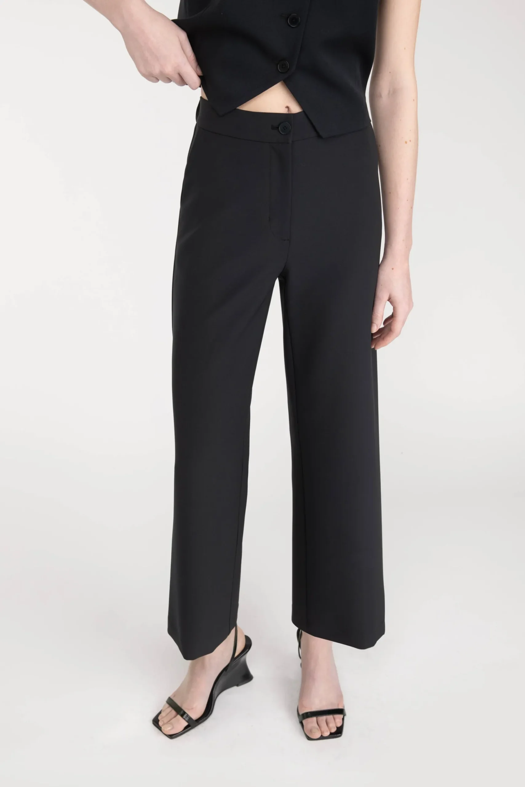 HALF ELASTIC WIDE LEG PANT