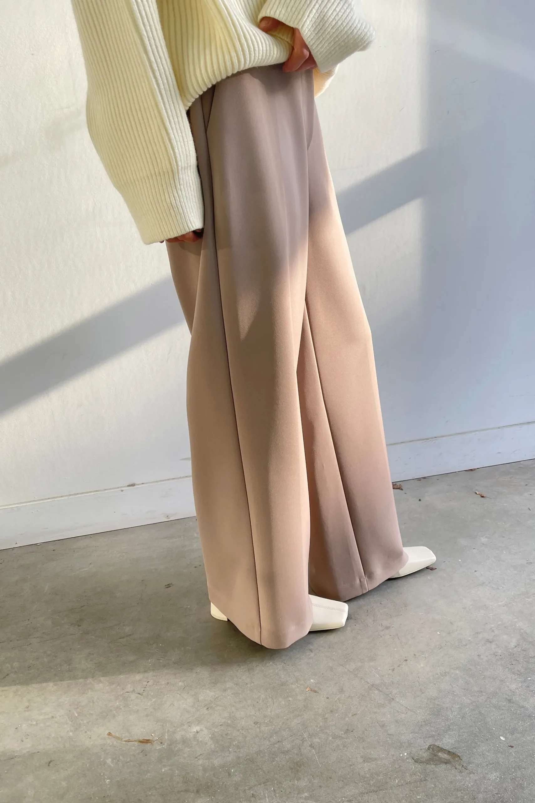 HALF ELASTIC WIDE LEG PANT