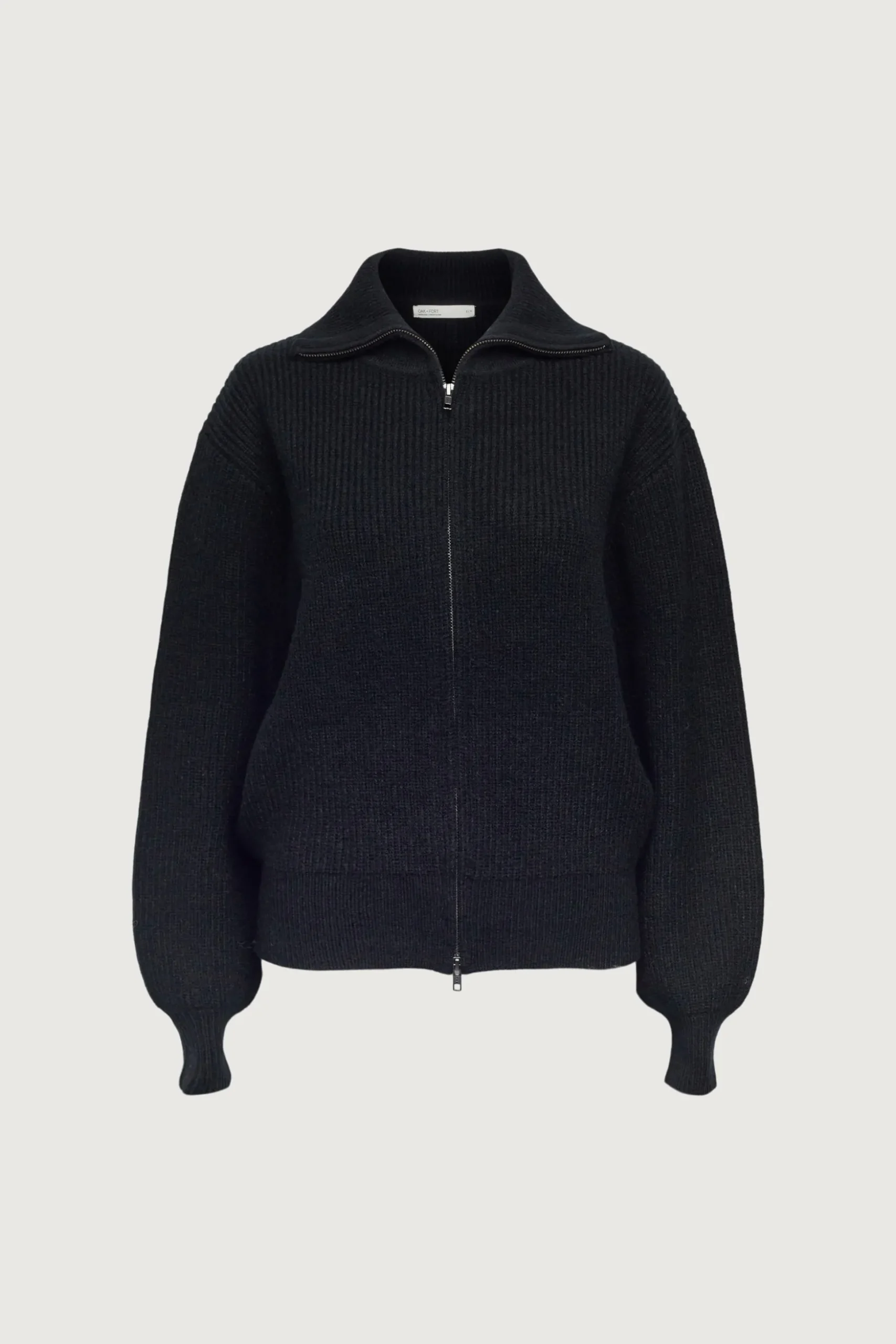 HIGH NECKLINE ZIP UP SWEATER