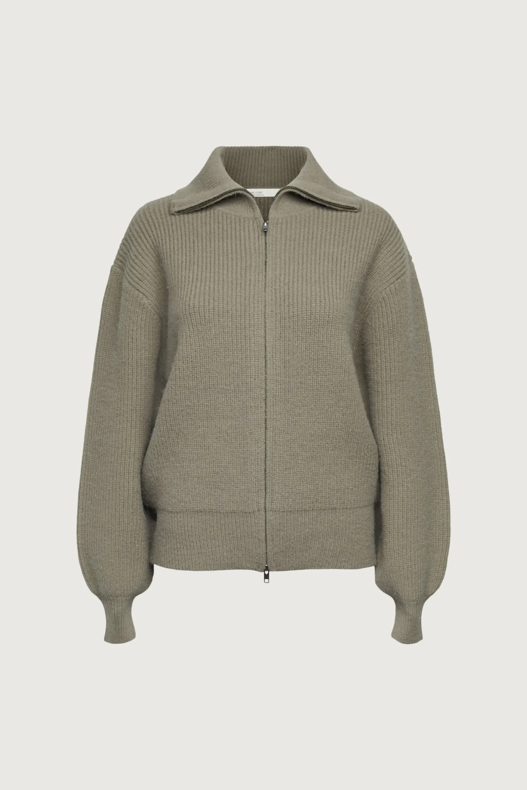 HIGH NECKLINE ZIP UP SWEATER