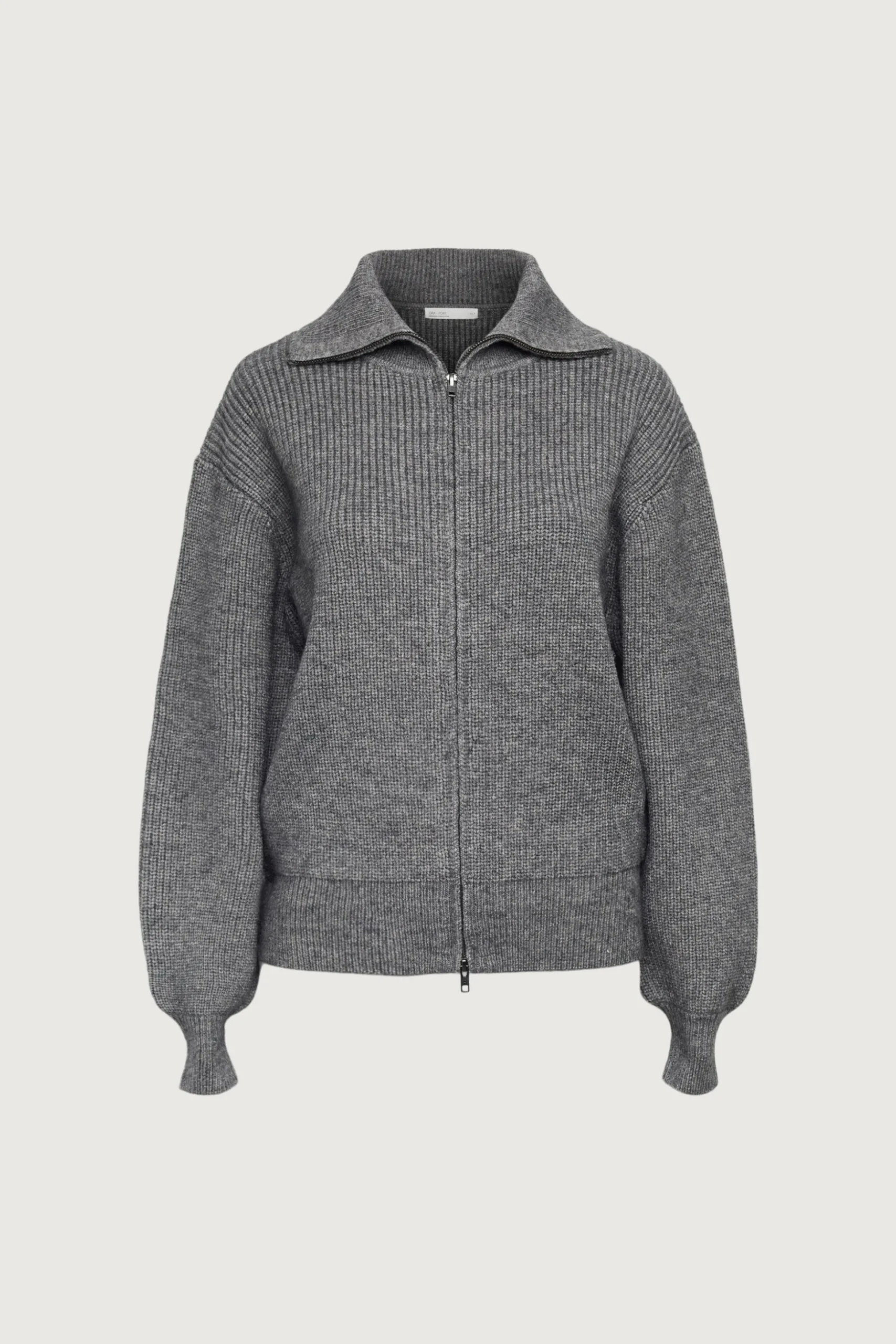 HIGH NECKLINE ZIP UP SWEATER
