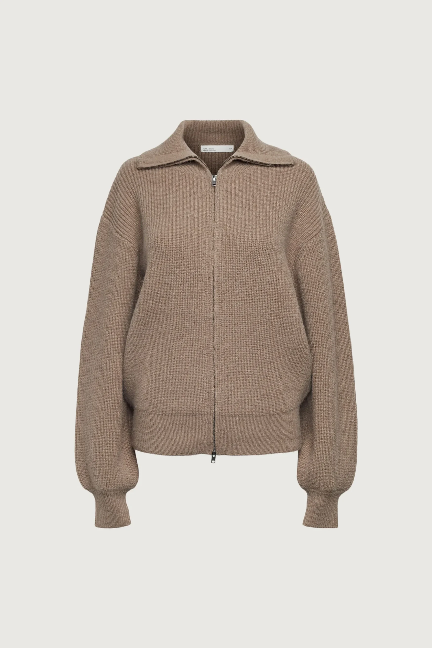 HIGH NECKLINE ZIP UP SWEATER