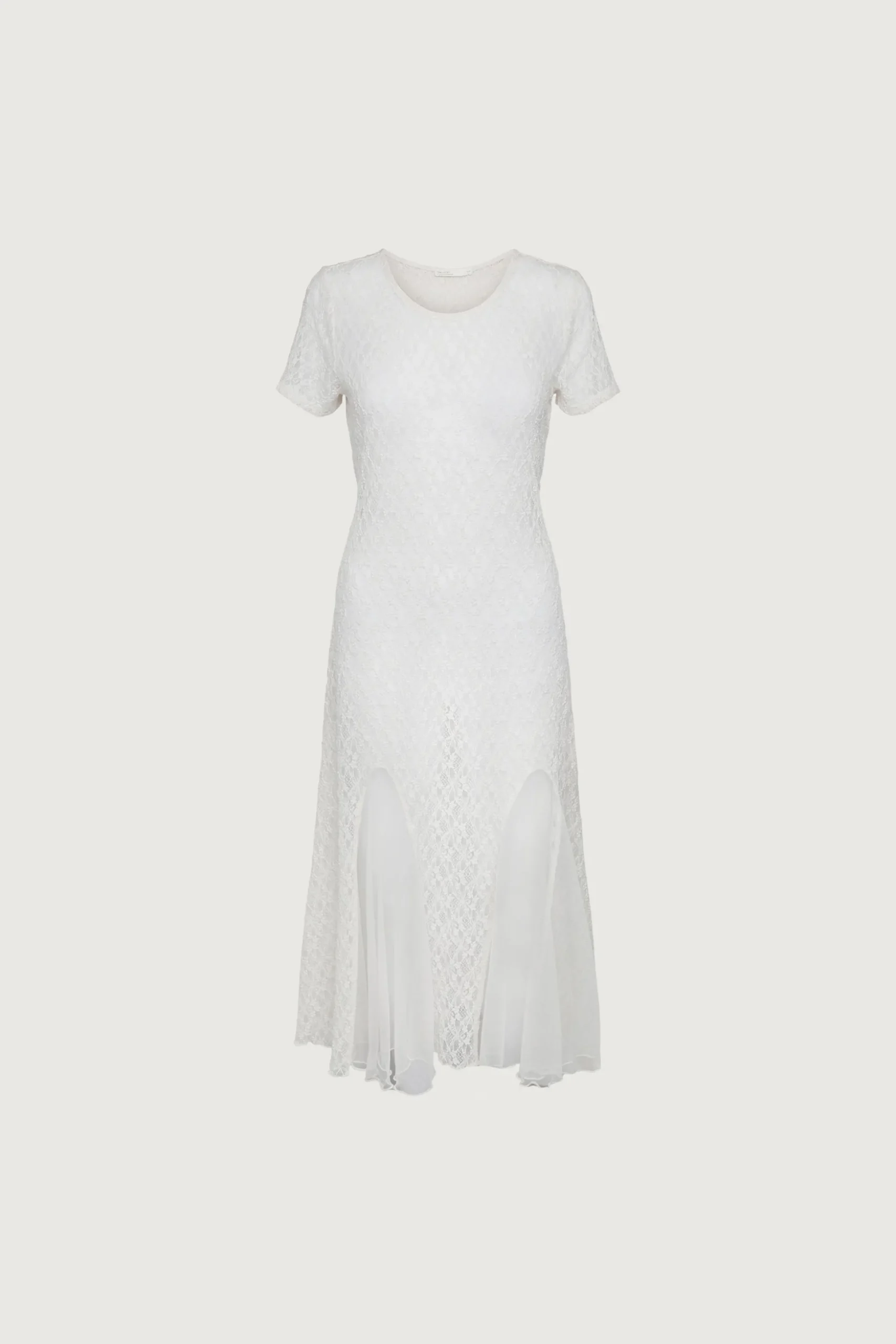 LACE SHORT SLEEVE MIDI DRESS