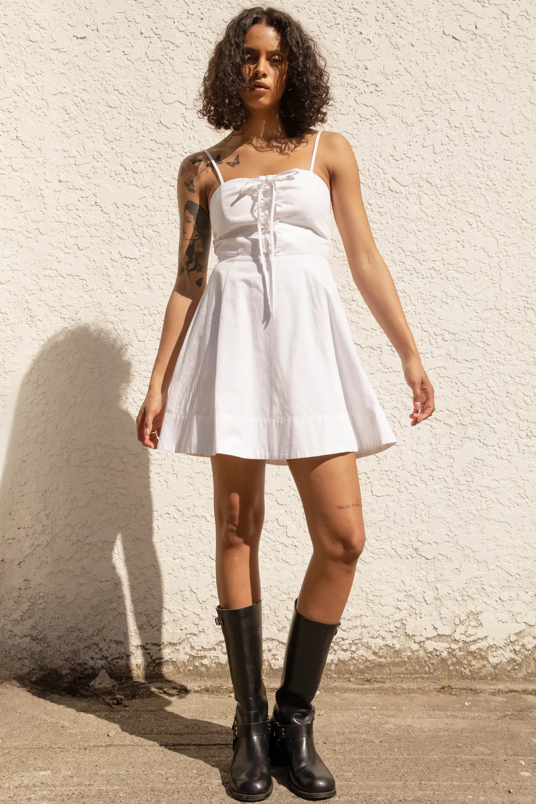 LACE-UP BUSTIER MINI DRESS